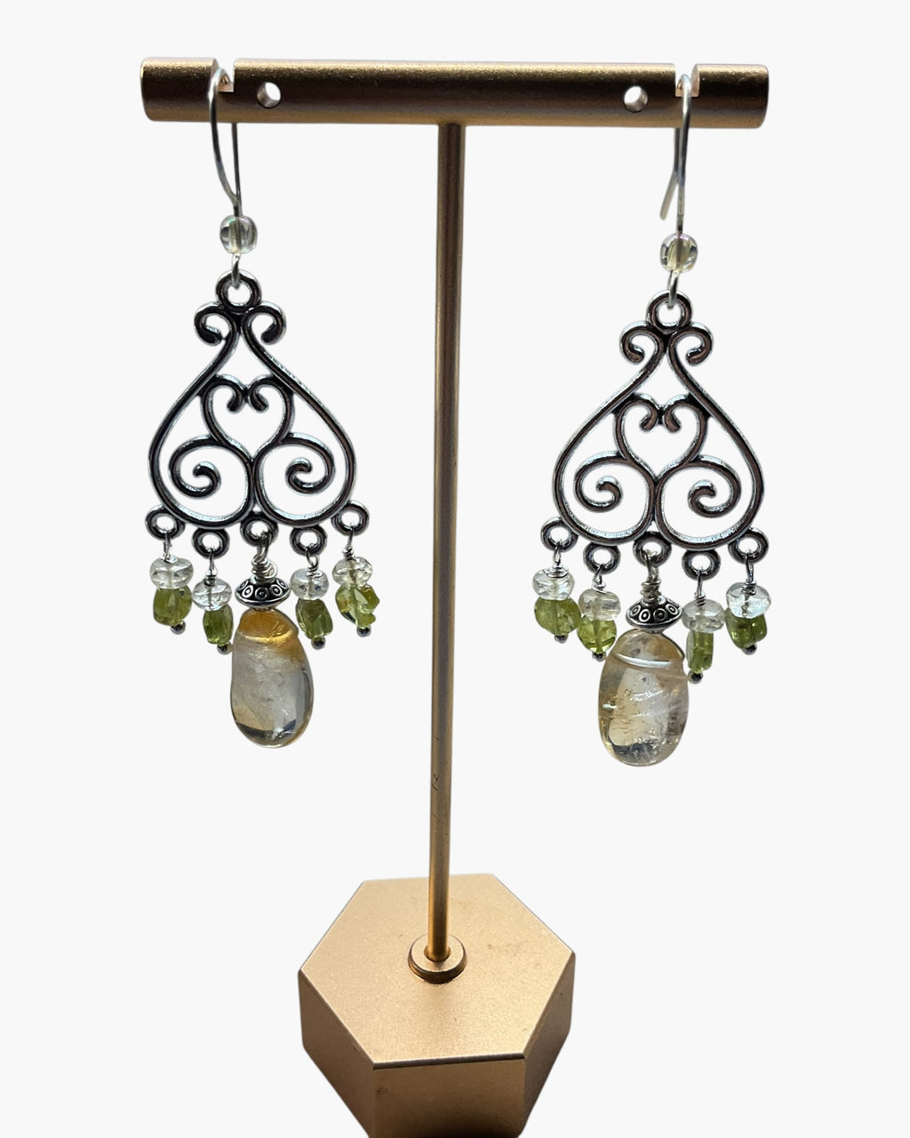 Citrine & Peridot Chandelier Designer Earrings
