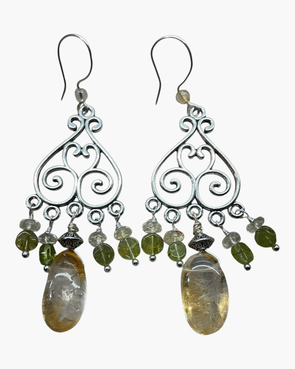 Citrine & Peridot Chandelier Designer Earrings