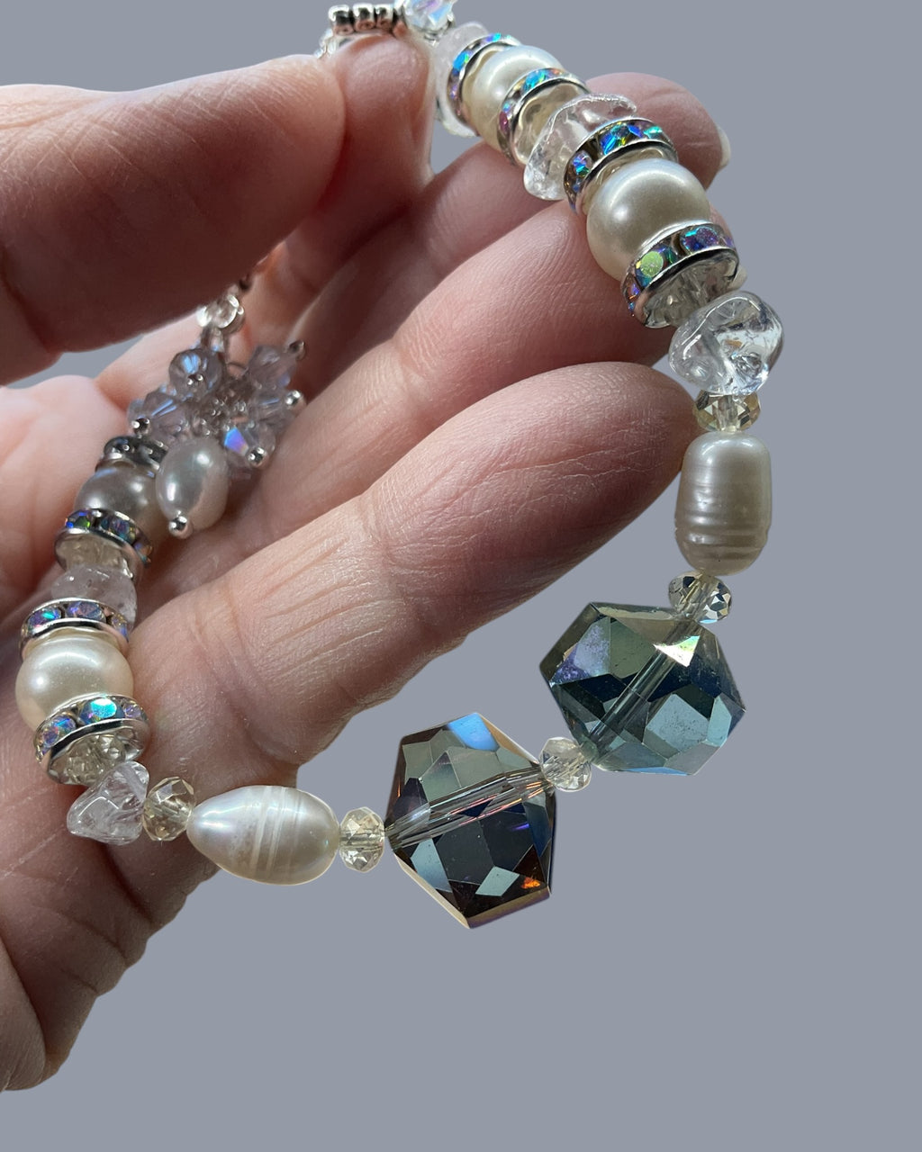 Freshwater Pearls and AB Crystals Designer Bracelet