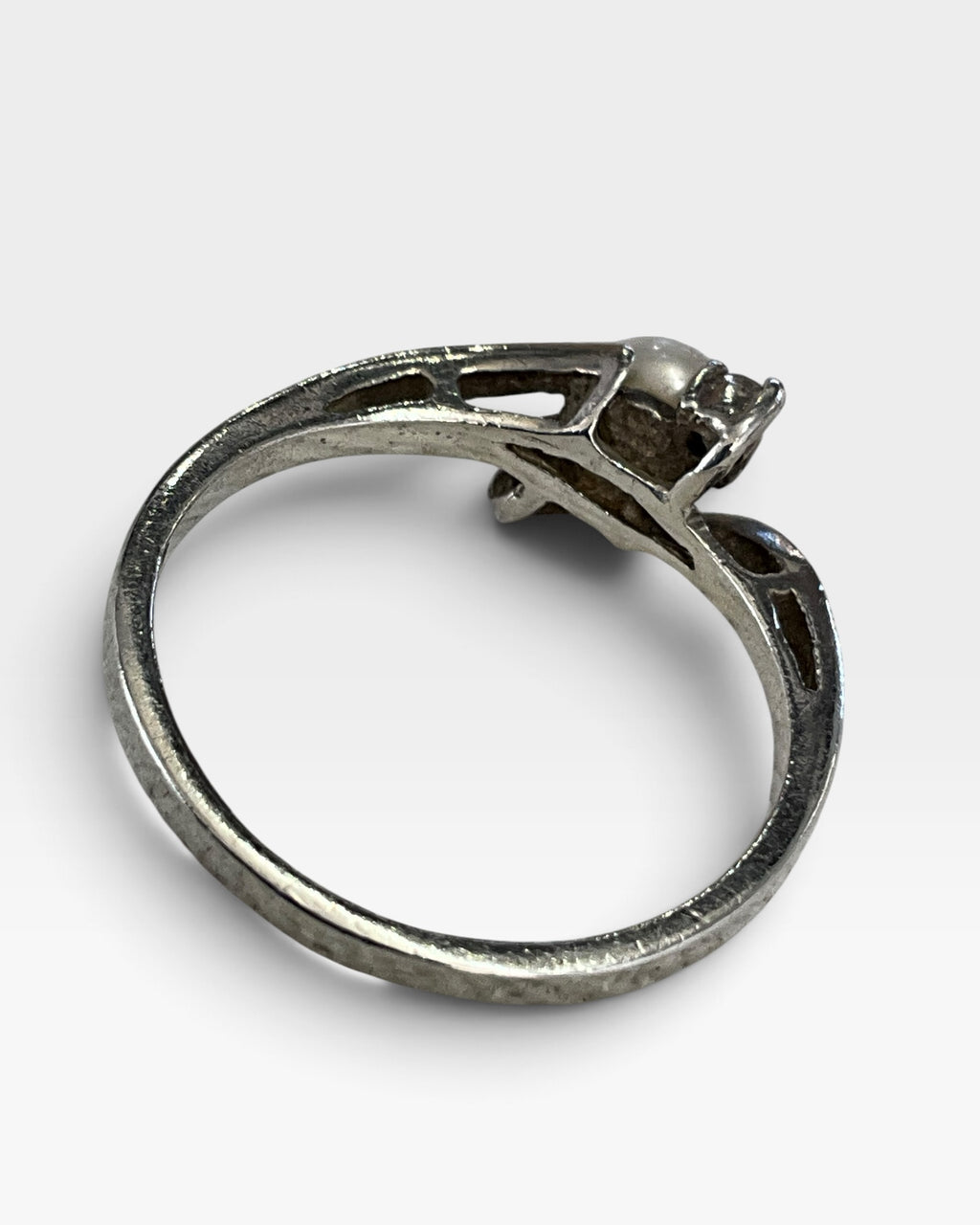 Sterling Silver Pearl & CZ Ring - Pre-Loved