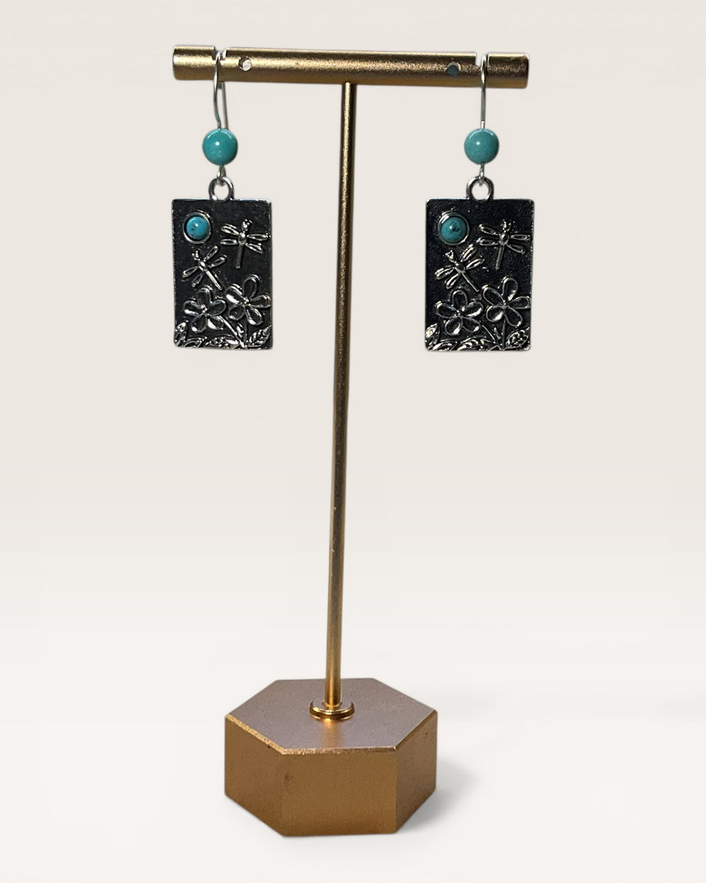 Howlite & Silver Dragonfly Casual Earrings