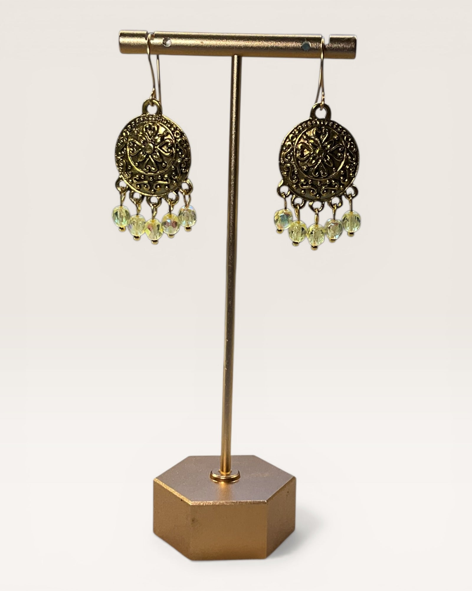 Yellow Czech Glass Casual Earrings