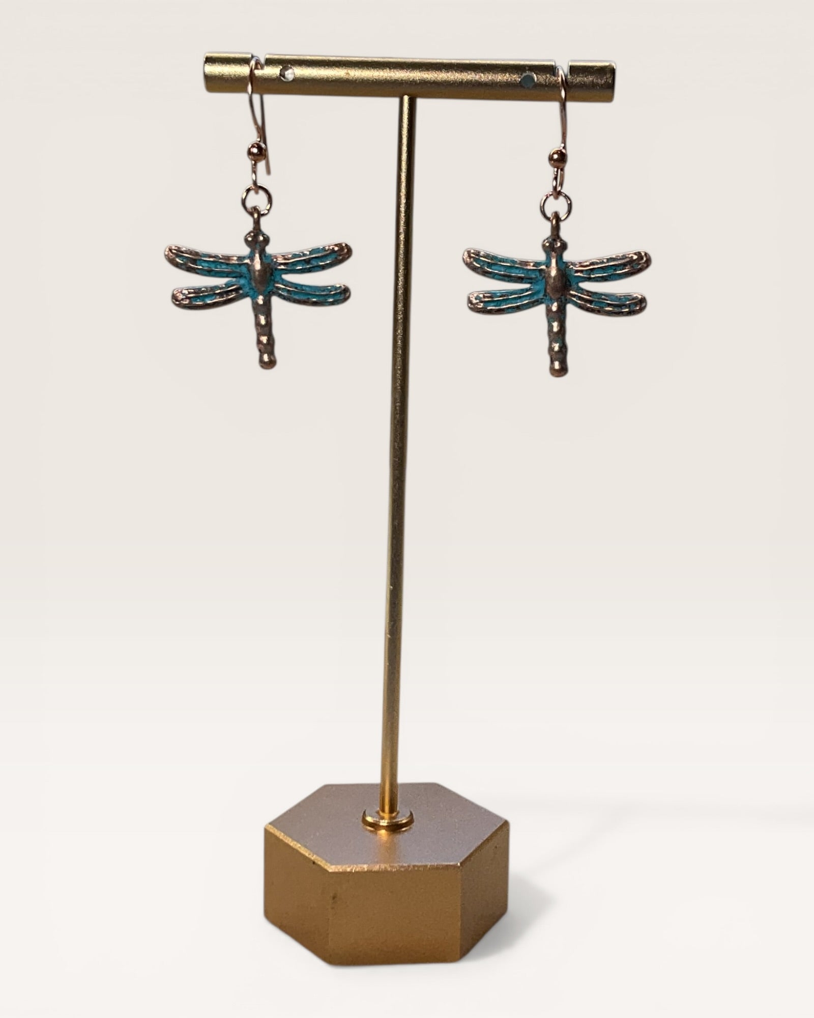 Oxidized Copper Dragonfly Casual Earrings