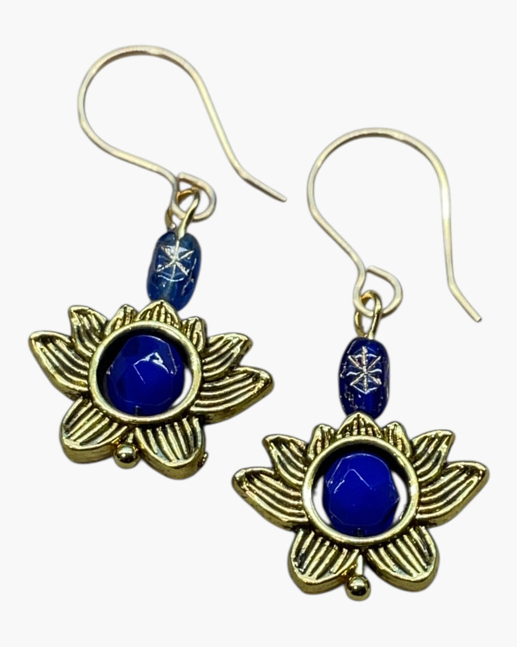 Flower Czech Glass & Gold Casual Earrings