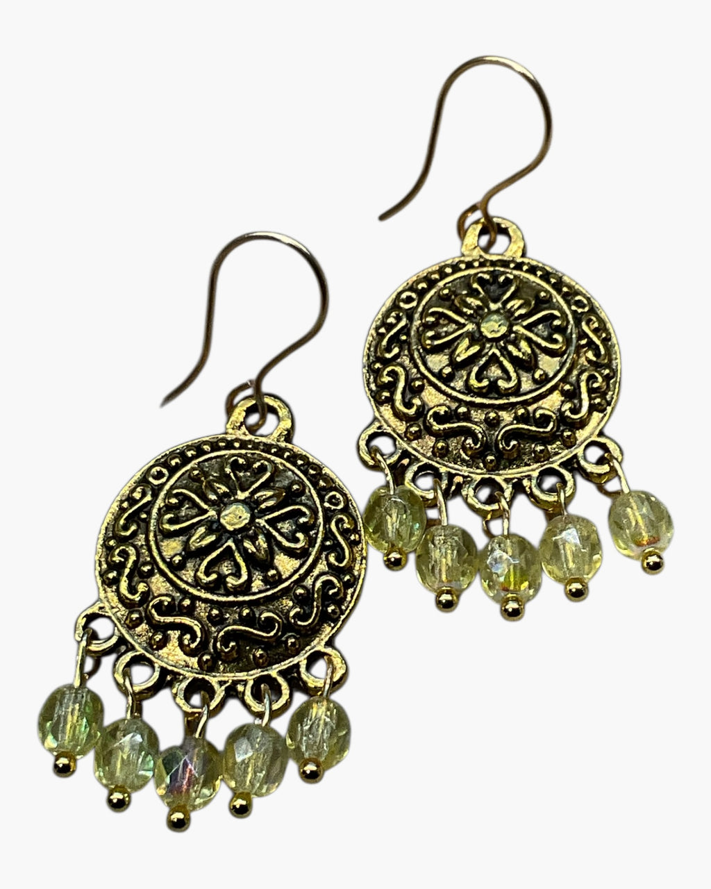 Yellow Czech Glass Casual Earrings