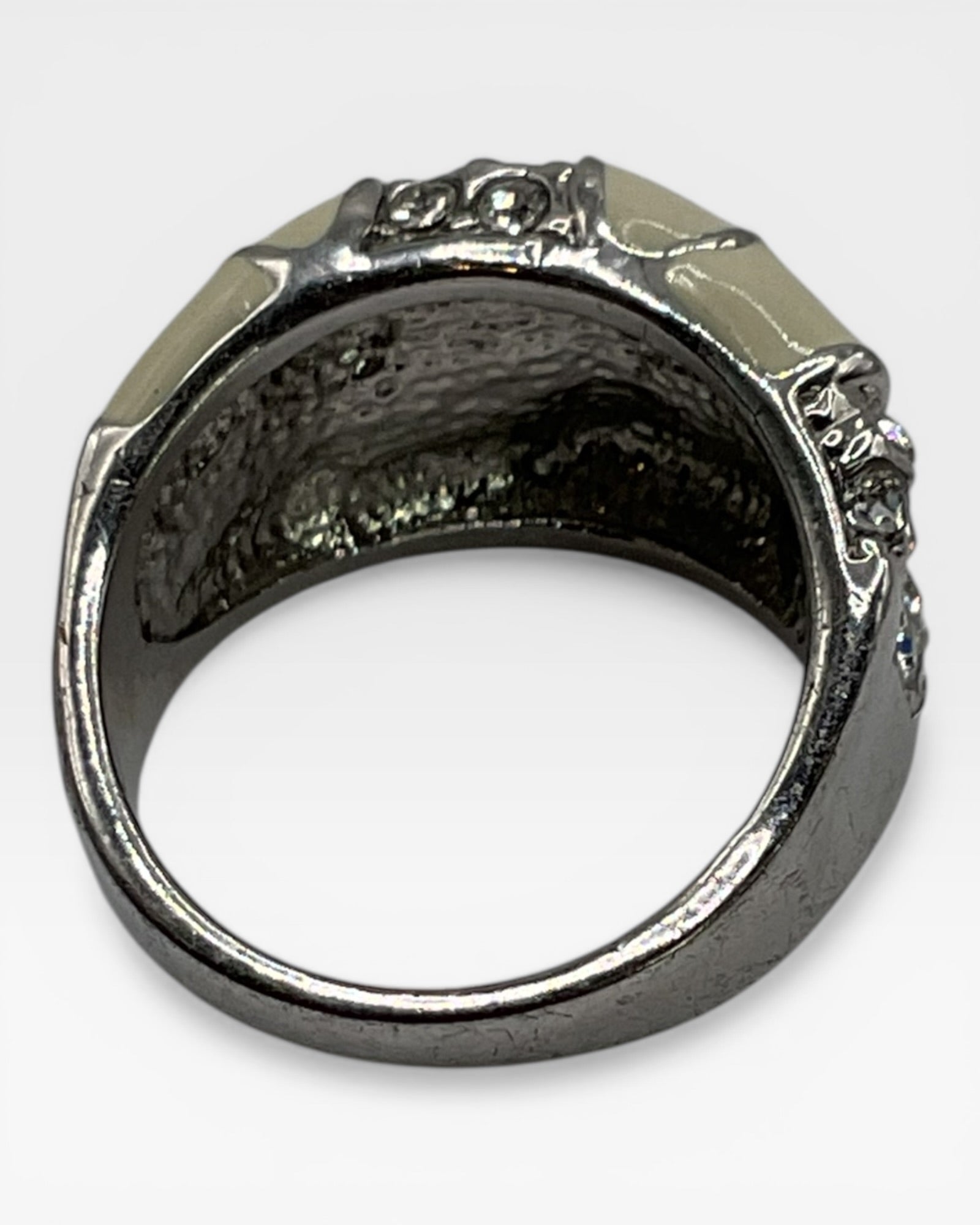 Ivory enamel & Rhinestone Ring - Estate Sale (Great Condition)