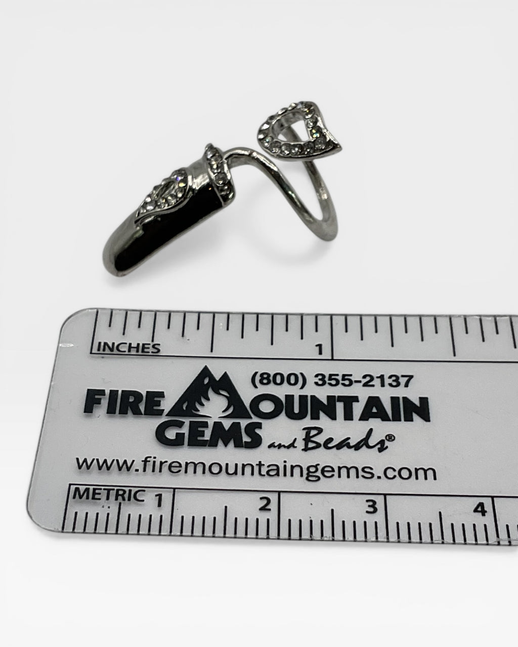 Punk Crystal Fingertip Nail Tip Ring - Estate Sale (Great Condition)