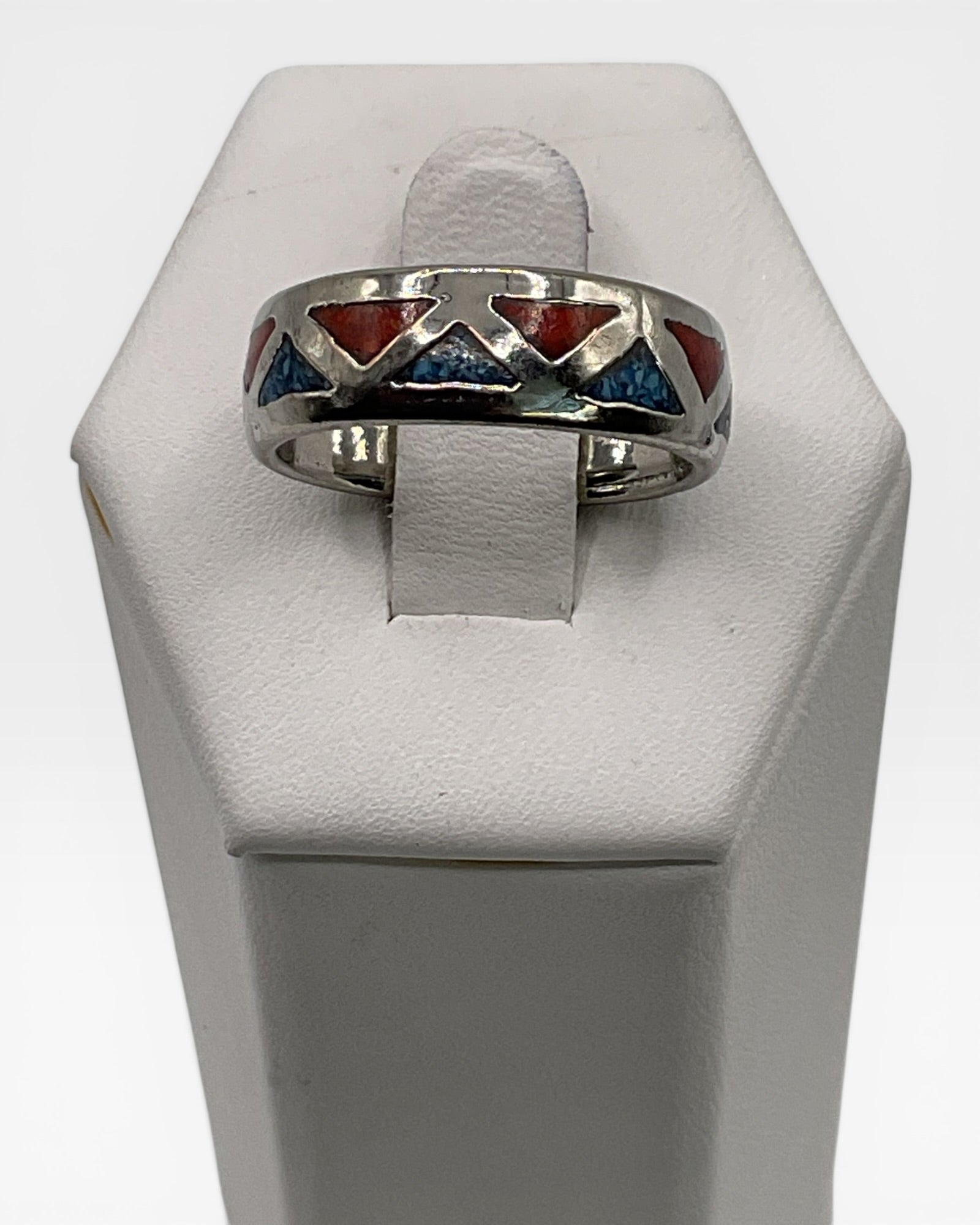 Vintage Southwestern Turquoise & Coral Ring - Estate Sale (Great Condition)