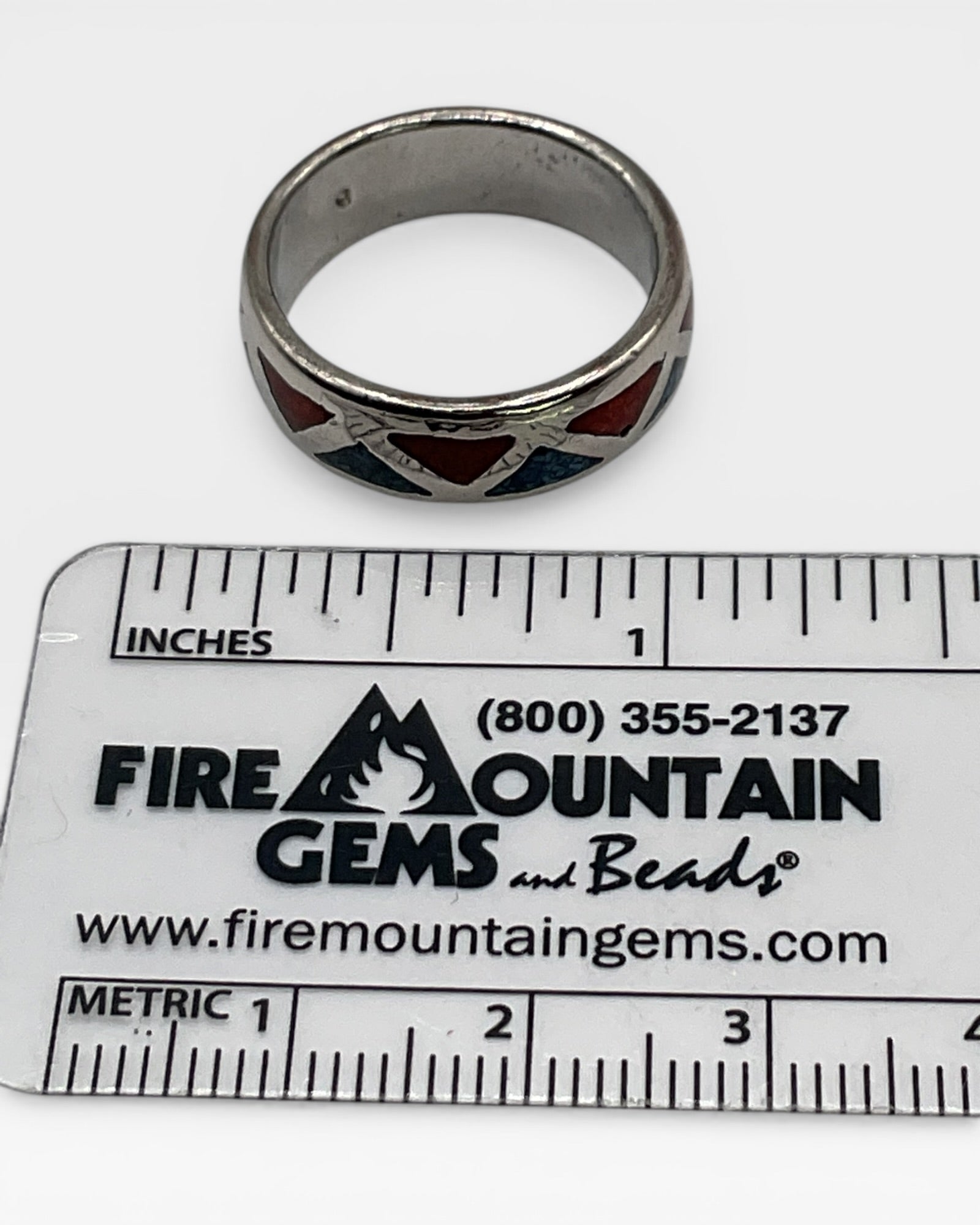 Vintage Southwestern Turquoise & Coral Ring - Estate Sale (Great Condition)
