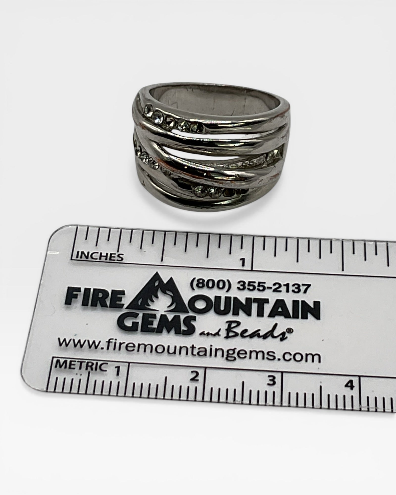 Multi-row Crossover Cubic Zirconia Band Ring - Estate Sale (Great Condition)