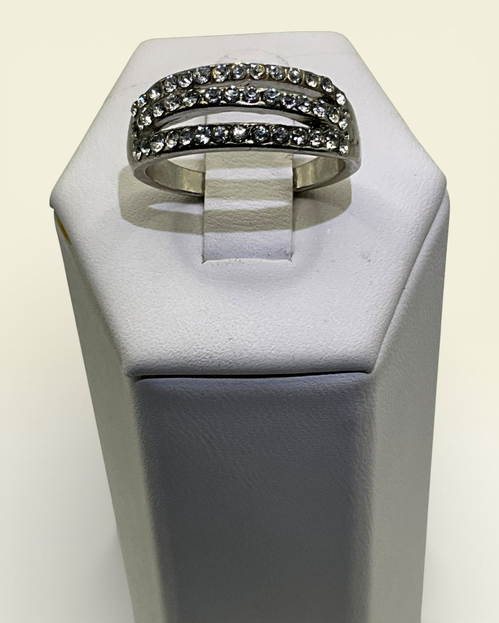 3 Row Cubic Zirconia Eternity Band Ring - Estate Sale (Great Condition)