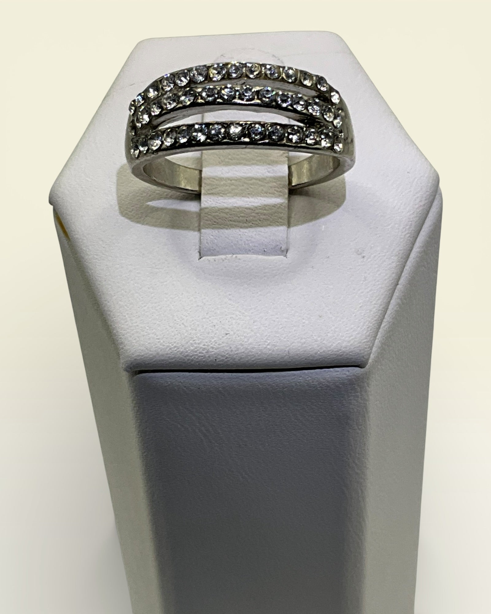 3 Row Cubic Zirconia Eternity Band Ring - Estate Sale (Great Condition)