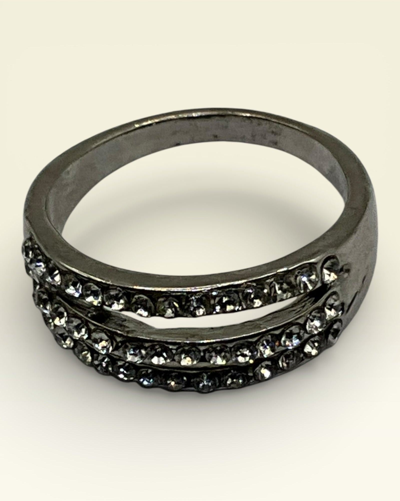 3 Row Cubic Zirconia Eternity Band Ring - Estate Sale (Great Condition)