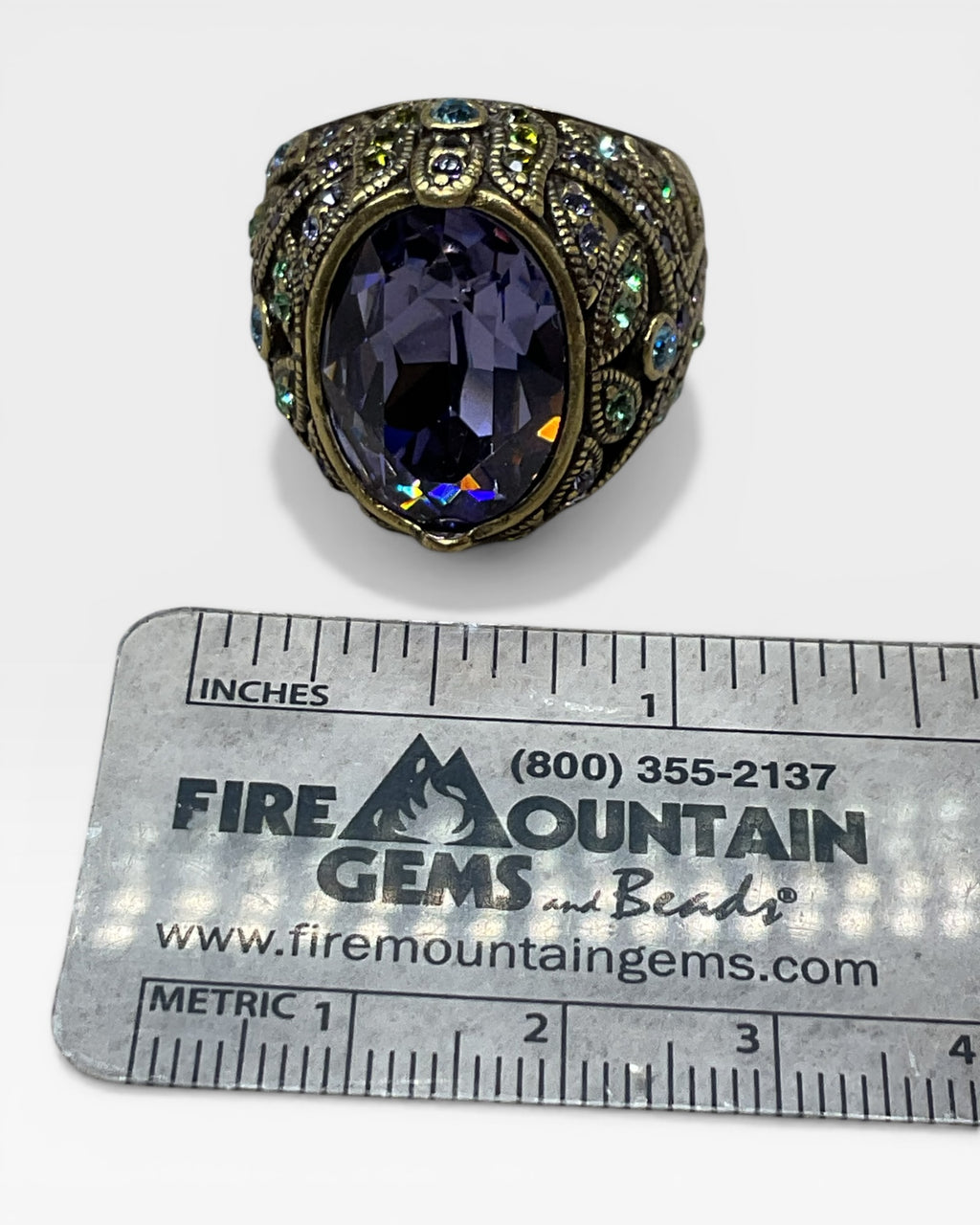 Heidi Daus Swarovski Crystal & Tanzanite Ring - Estate Sale (Great Condition)