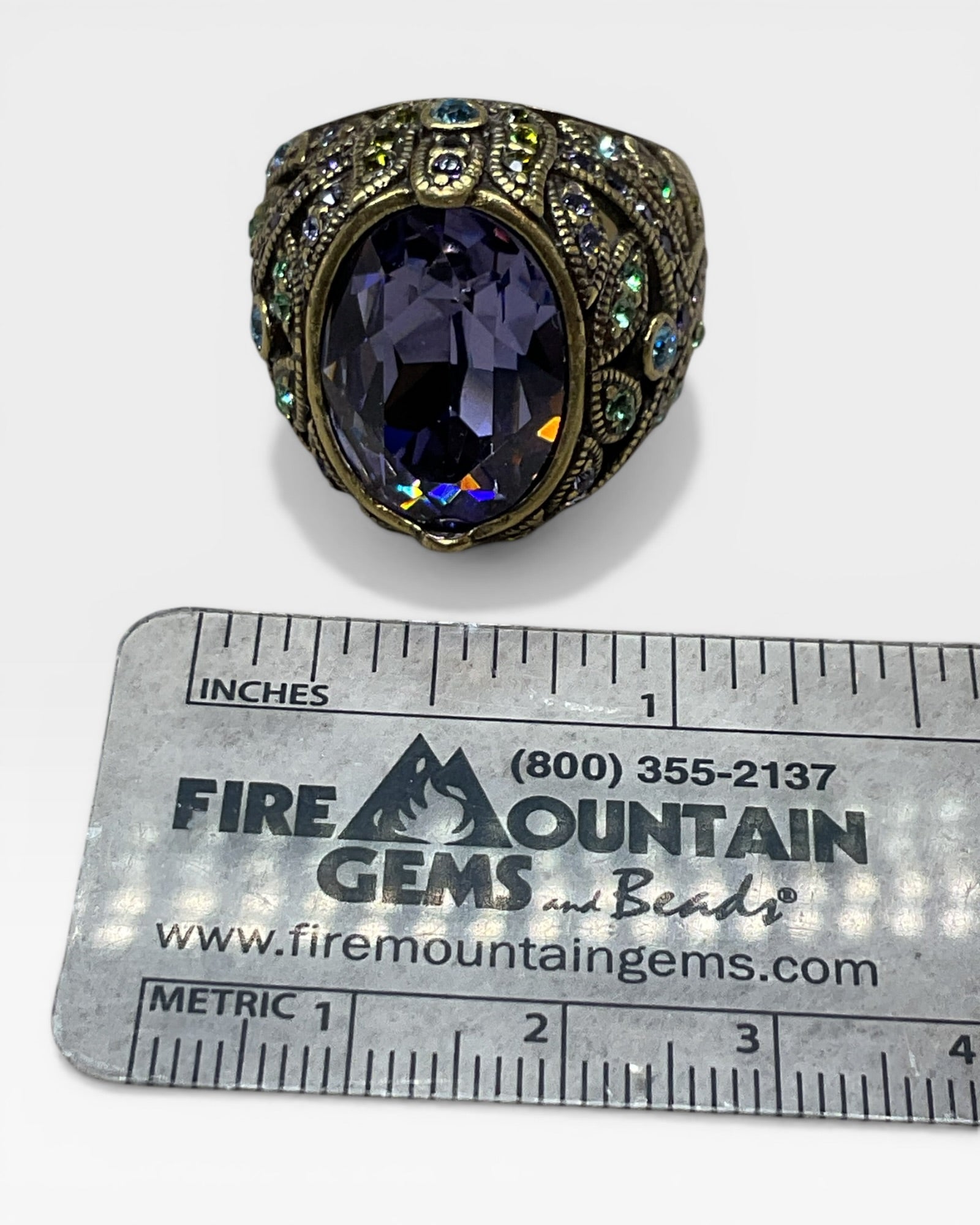 Heidi Daus Swarovski Crystal & Tanzanite Ring - Estate Sale (Great Condition)