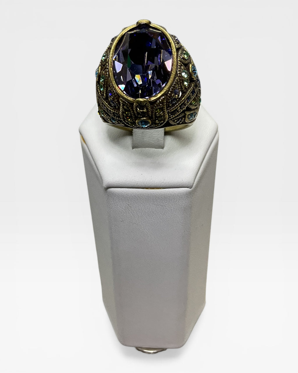Heidi Daus Swarovski Crystal & Tanzanite Ring - Estate Sale (Great Condition)