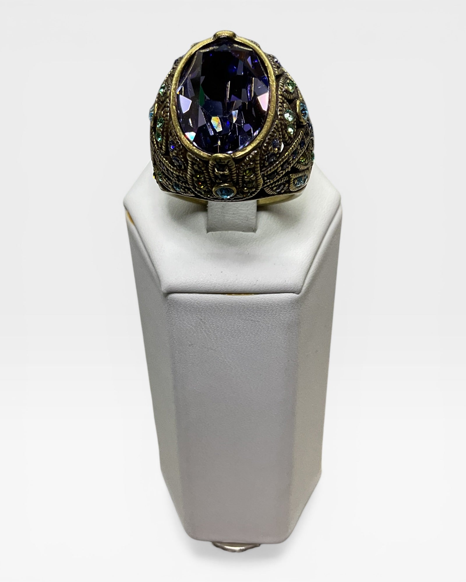 Heidi Daus Swarovski Crystal & Tanzanite Ring - Estate Sale (Great Condition)