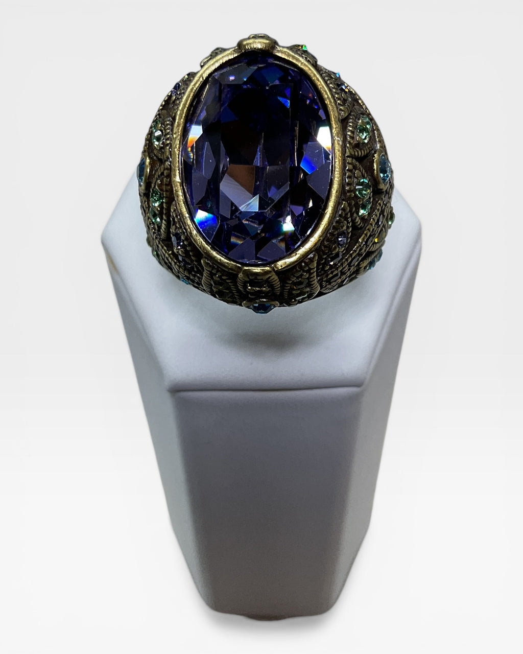 Heidi Daus Swarovski Crystal & Tanzanite Ring - Estate Sale (Great Condition)