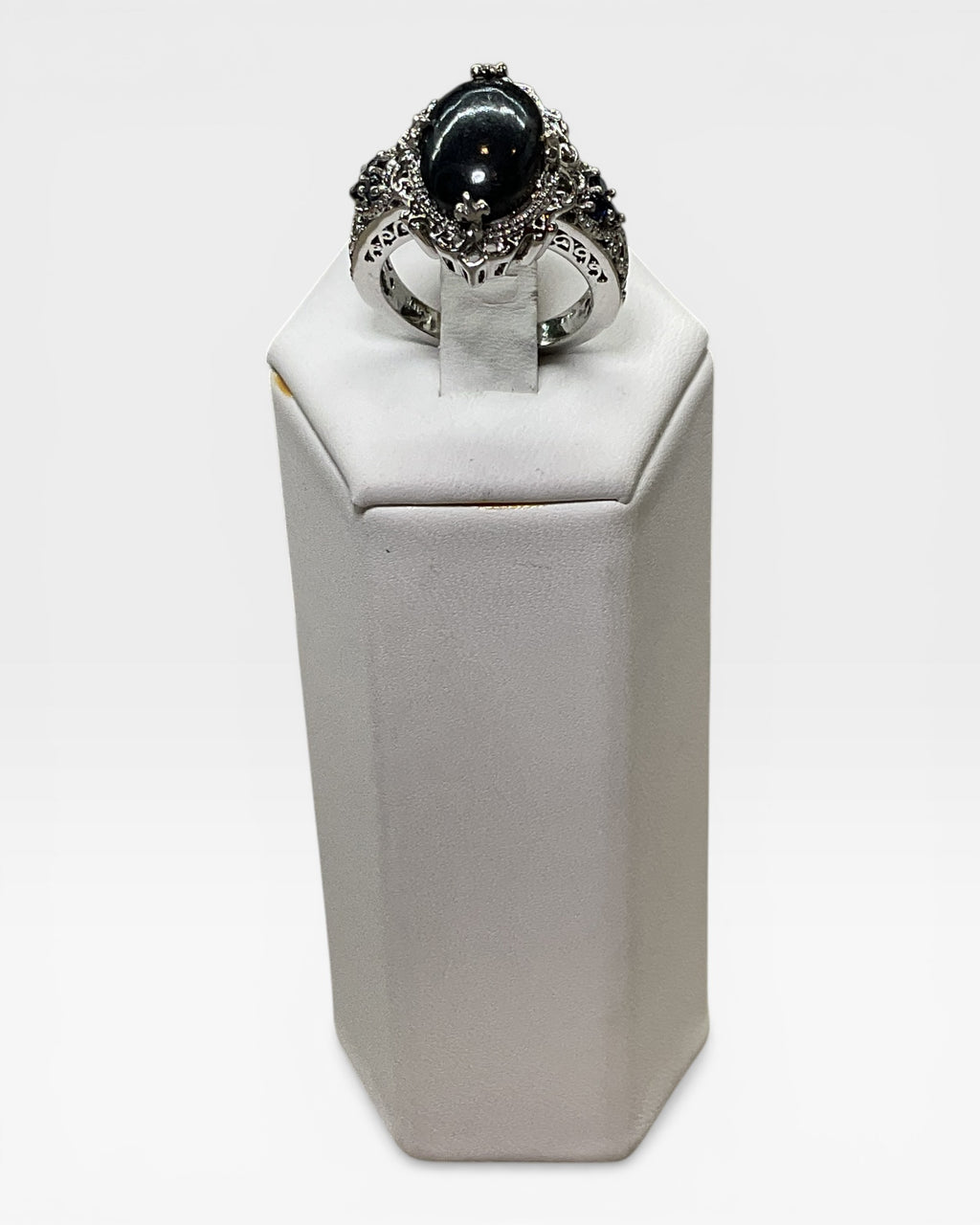 Black Agate & Sapphire Cubic Zirconia - Estate Sale (Great Condition)