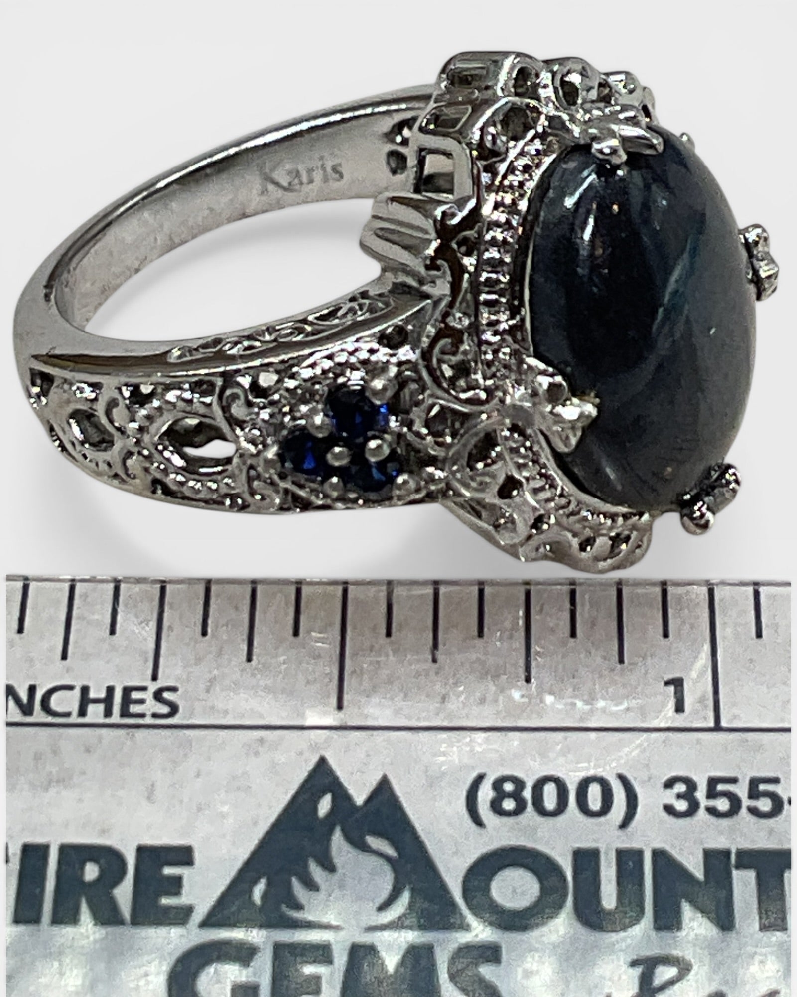 Black Agate & Sapphire Cubic Zirconia - Estate Sale (Great Condition)