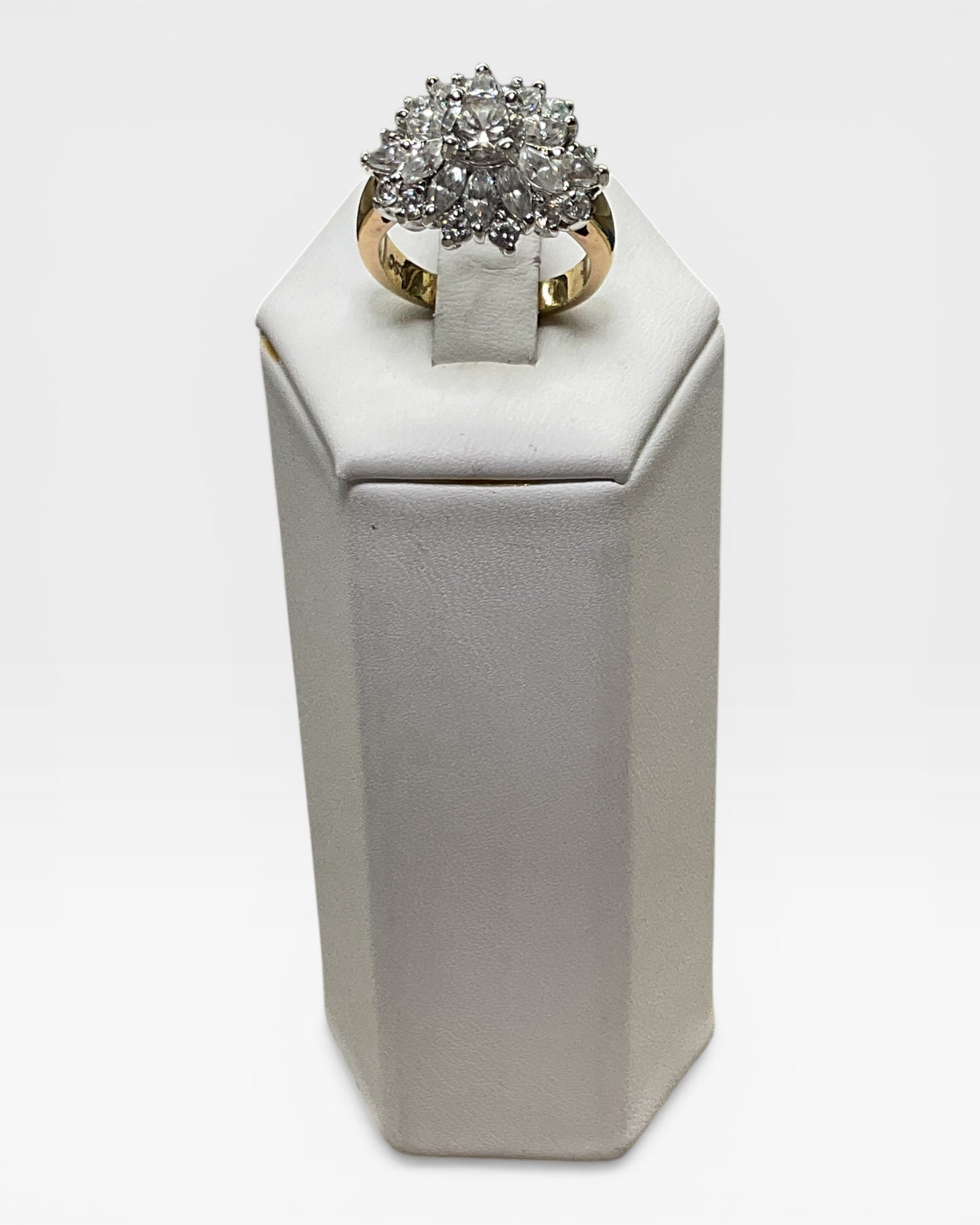 Vintage Inspired Floral Diamond Look Ring - Estate Sale (Great Condition)