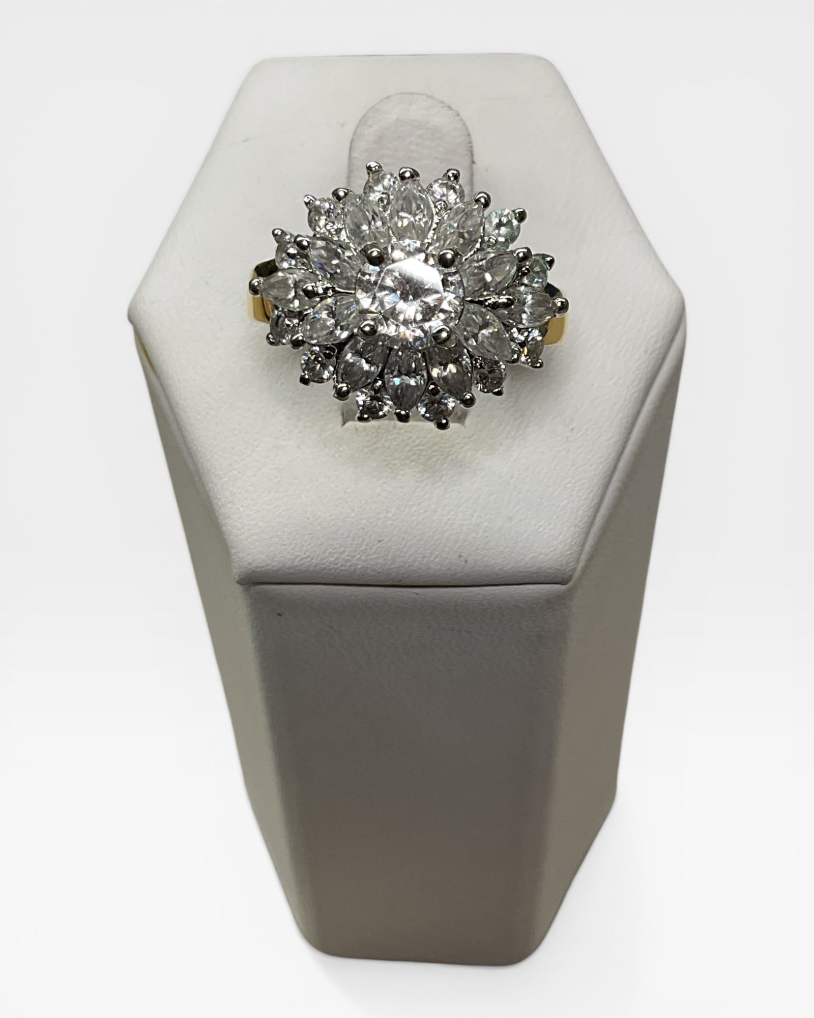 Vintage Inspired Floral Diamond Look Ring - Estate Sale (Great Condition)