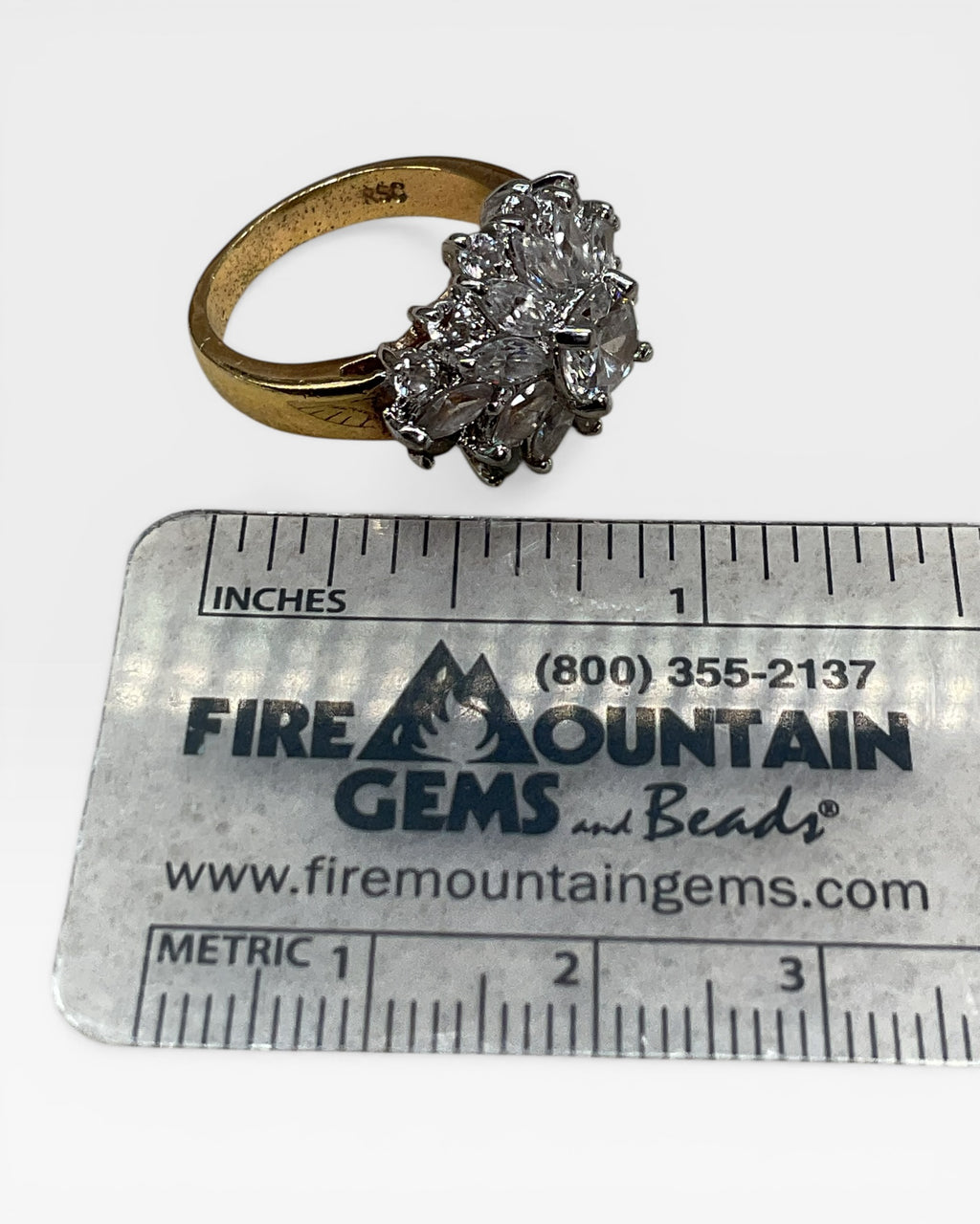 Vintage Inspired Floral Diamond Look Ring - Estate Sale (Great Condition)