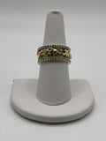 Elephant Family | Sterling Silver Two-Tone CZ Wide Band Ring | Symbol of Strength & Love - Estate Sale (Great Condition)