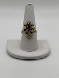 Vintage Womans Antique Ruby & Pinfire Opals Filigree Ring - Estate Sale (Great Condition)