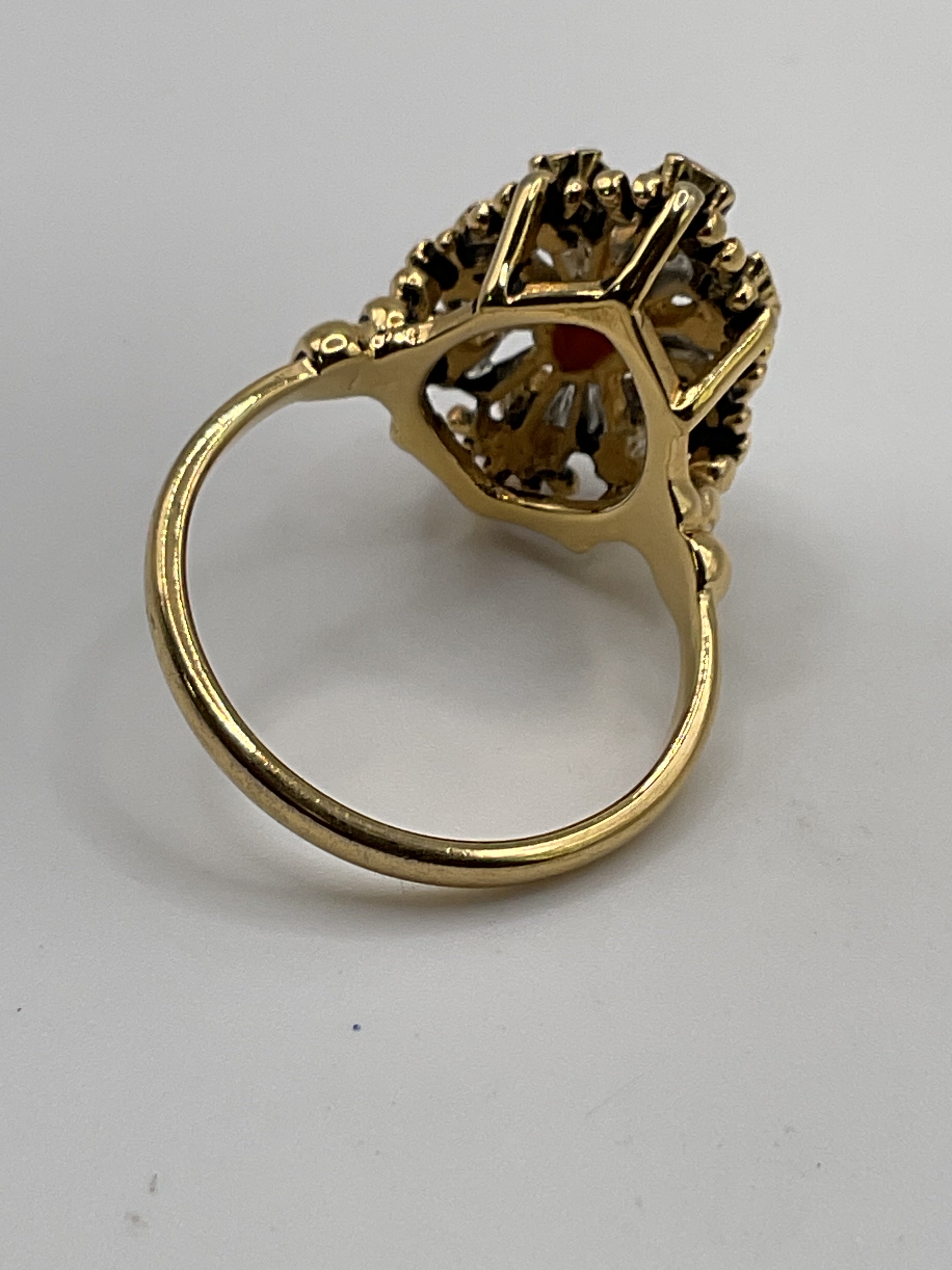 Vintage Womans Antique Ruby & Pinfire Opals Filigree Ring - Estate Sale (Great Condition)