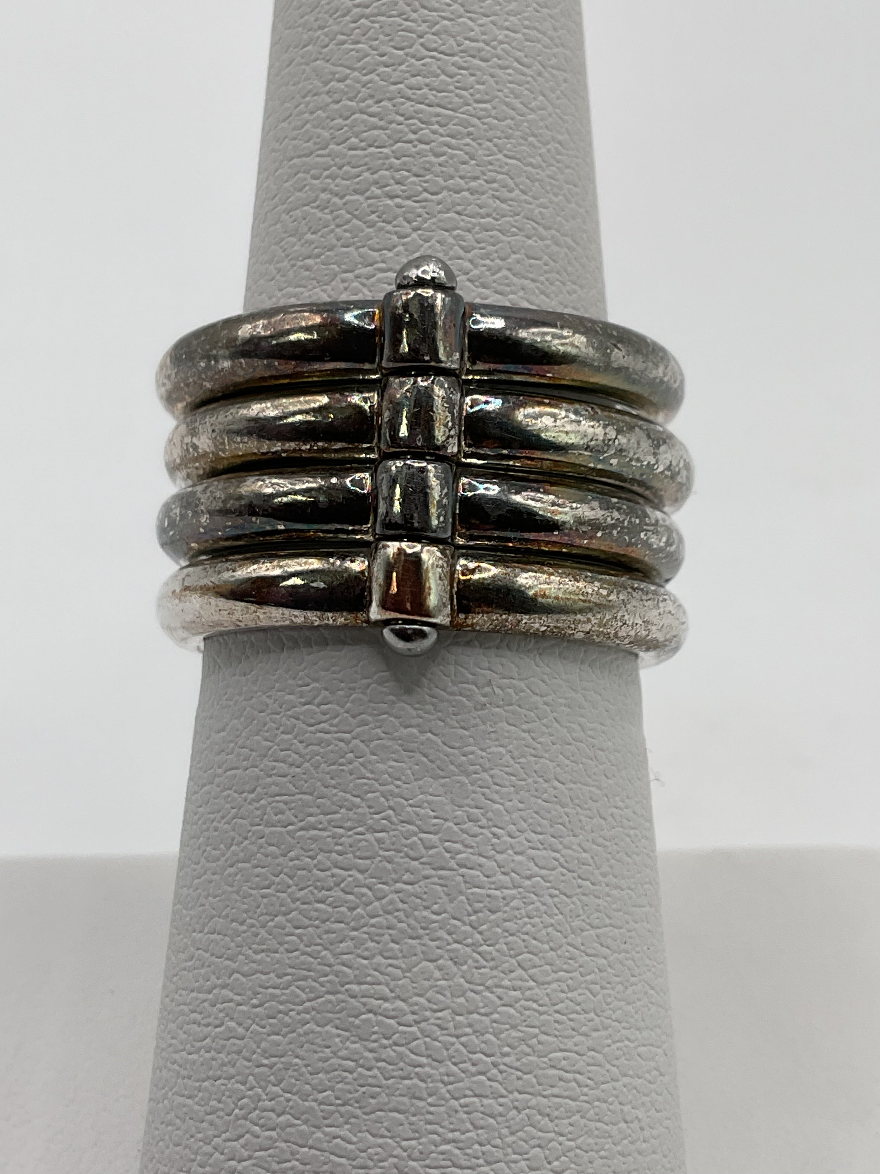 Tri-Color Stackable Ring Set - Detachable CZ Pin Ring - Estate Sale (Great Condition)