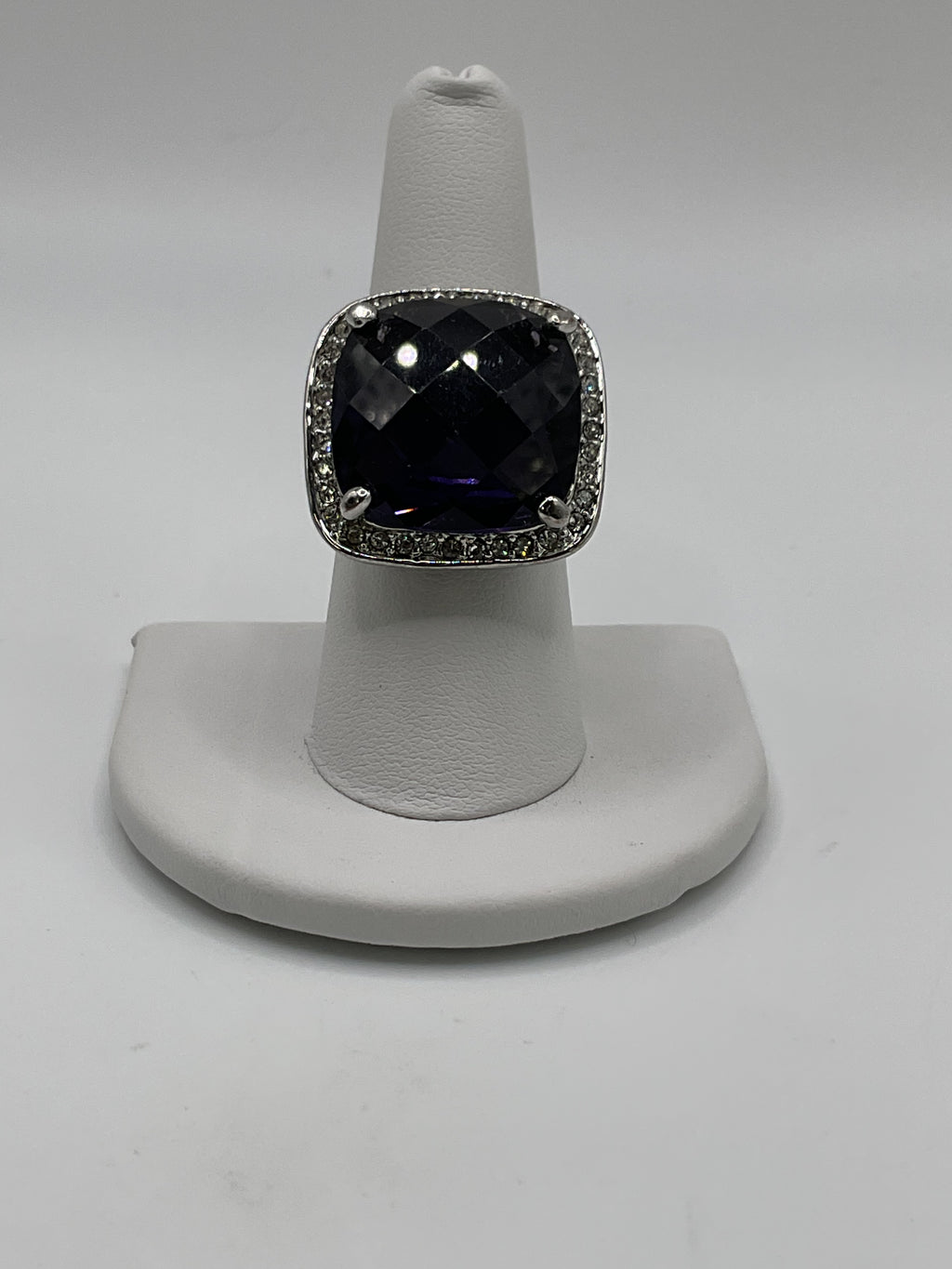 Vintage Princess Amethyst Silver Toned Ring - Estate Sale (Great Condition)
