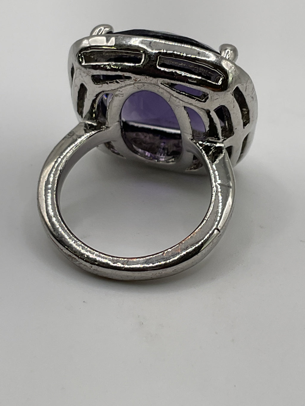 Vintage Princess Amethyst Silver Toned Ring - Estate Sale (Great Condition)