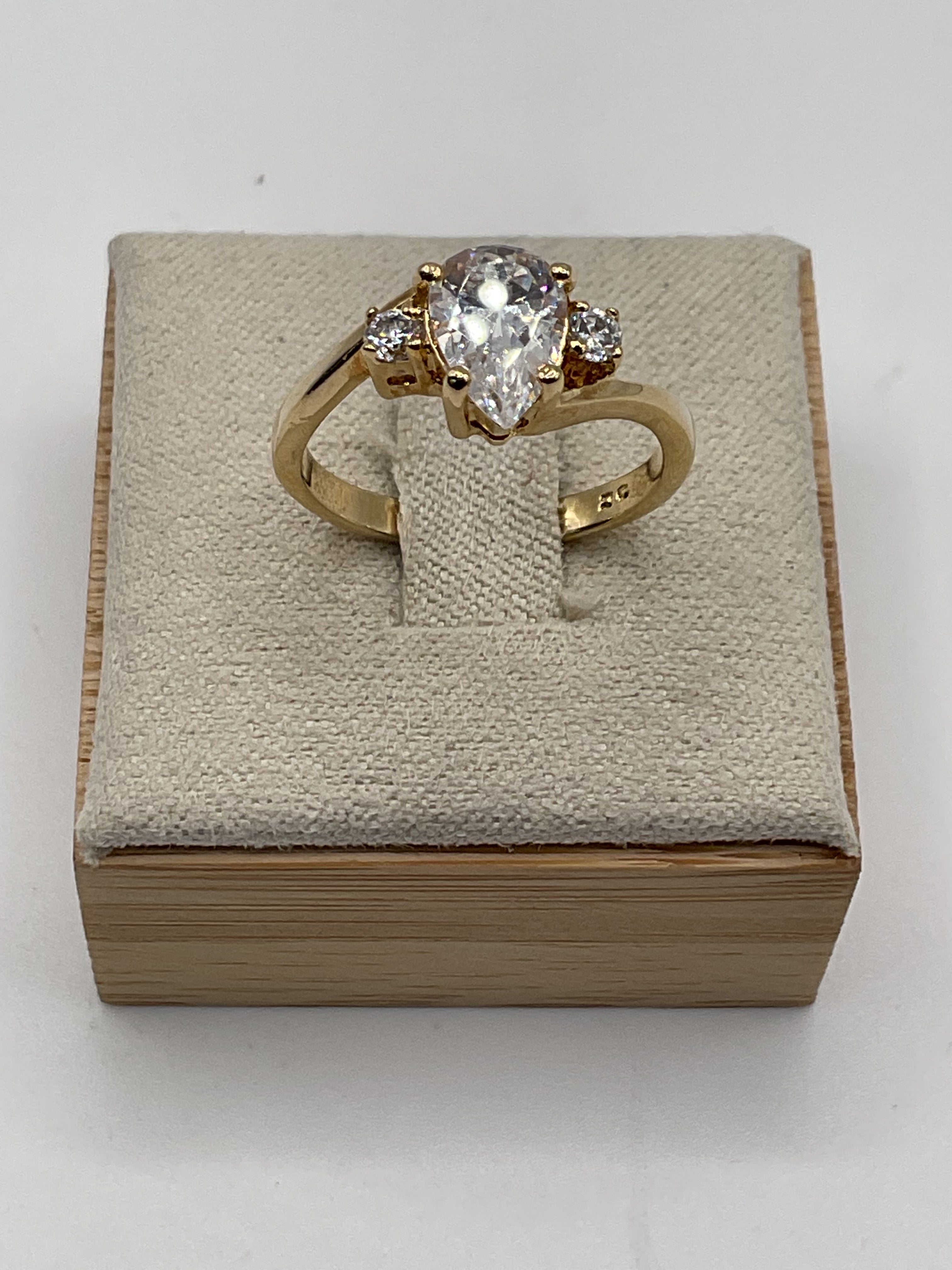 Gold Plated Sterling Silver Ring | CZ Cluster Bridal Style Ring - Estate Sale ( Great Condition)