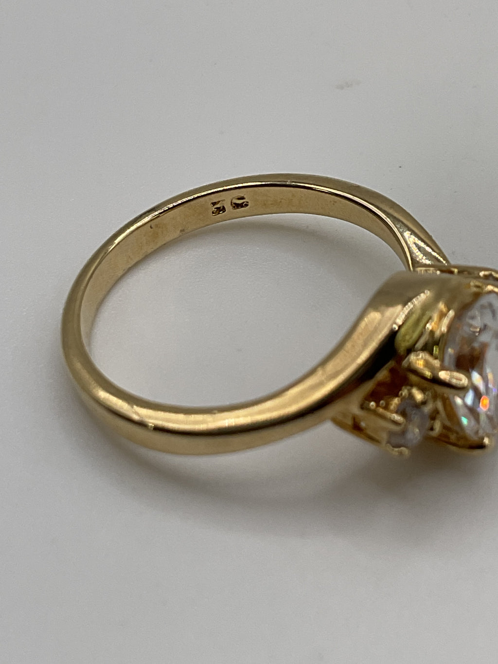 Gold Plated Sterling Silver Ring | CZ Cluster Bridal Style Ring - Estate Sale ( Great Condition)