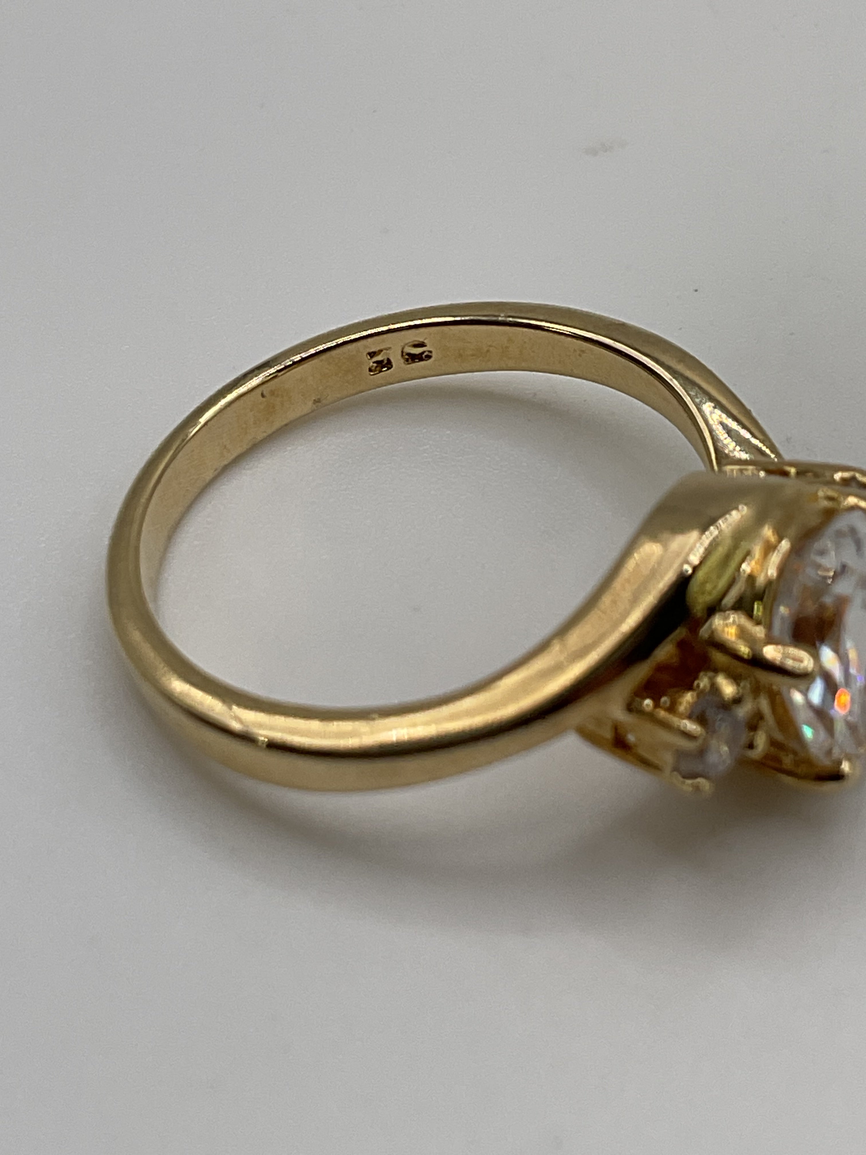 Gold Plated Sterling Silver Ring | CZ Cluster Bridal Style Ring - Estate Sale ( Great Condition)