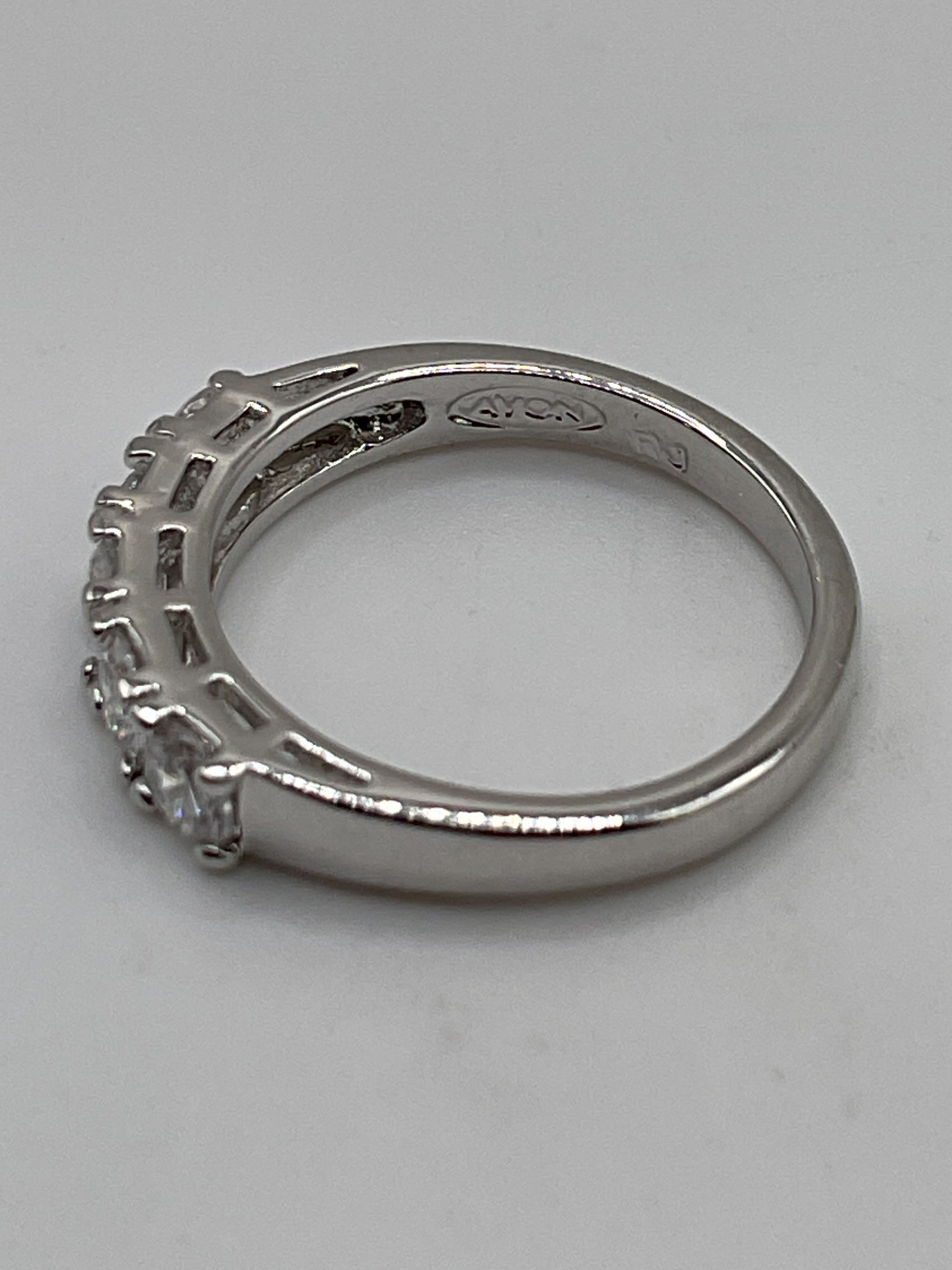 Avon Sparkling Eternity Band Ring | Silver Tone CZ Rhinestone Wedding Style Ring - Estate Sale (Great Condition)