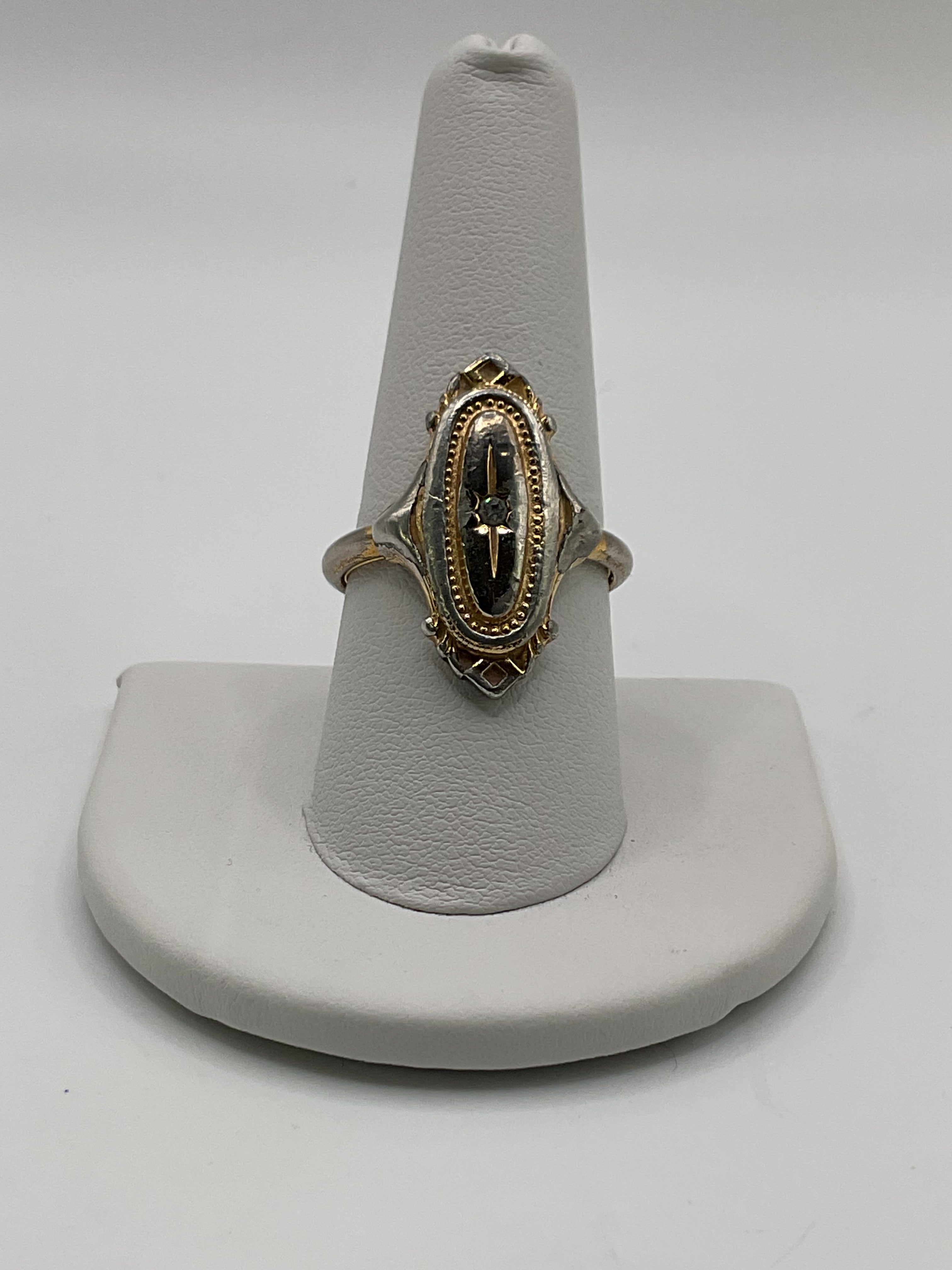 Vintage Avon 1970s Kensington Gold Tone Rhinestone Edwardian Revival Ring - Estate Sale (Great Condition)