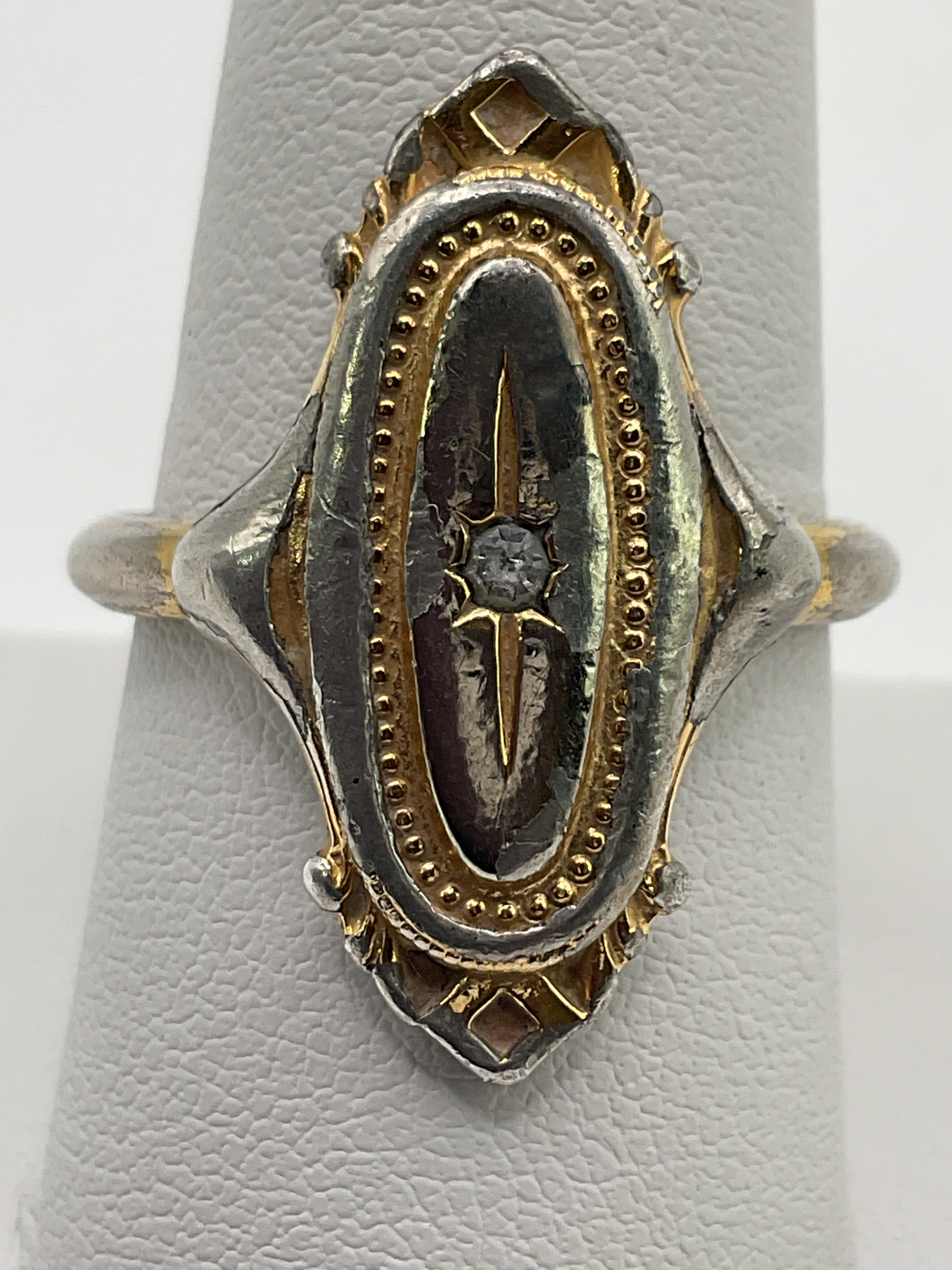 Vintage Avon 1970s Kensington Gold Tone Rhinestone Edwardian Revival Ring - Estate Sale (Great Condition)