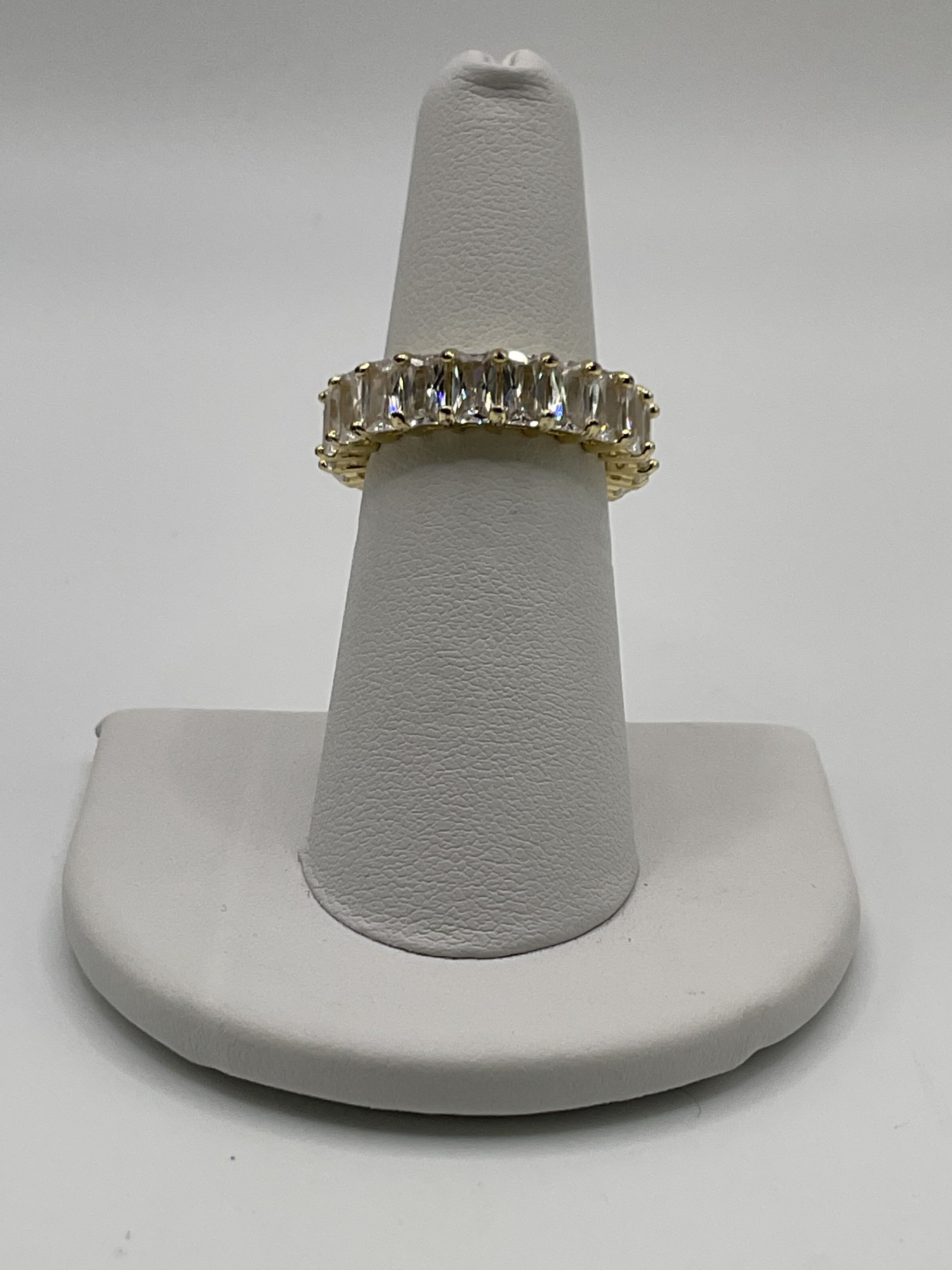 Gold Tone Baguette Eternity Band | Sparkling CZ Statement Ring - Estate Sale (Great Condition)