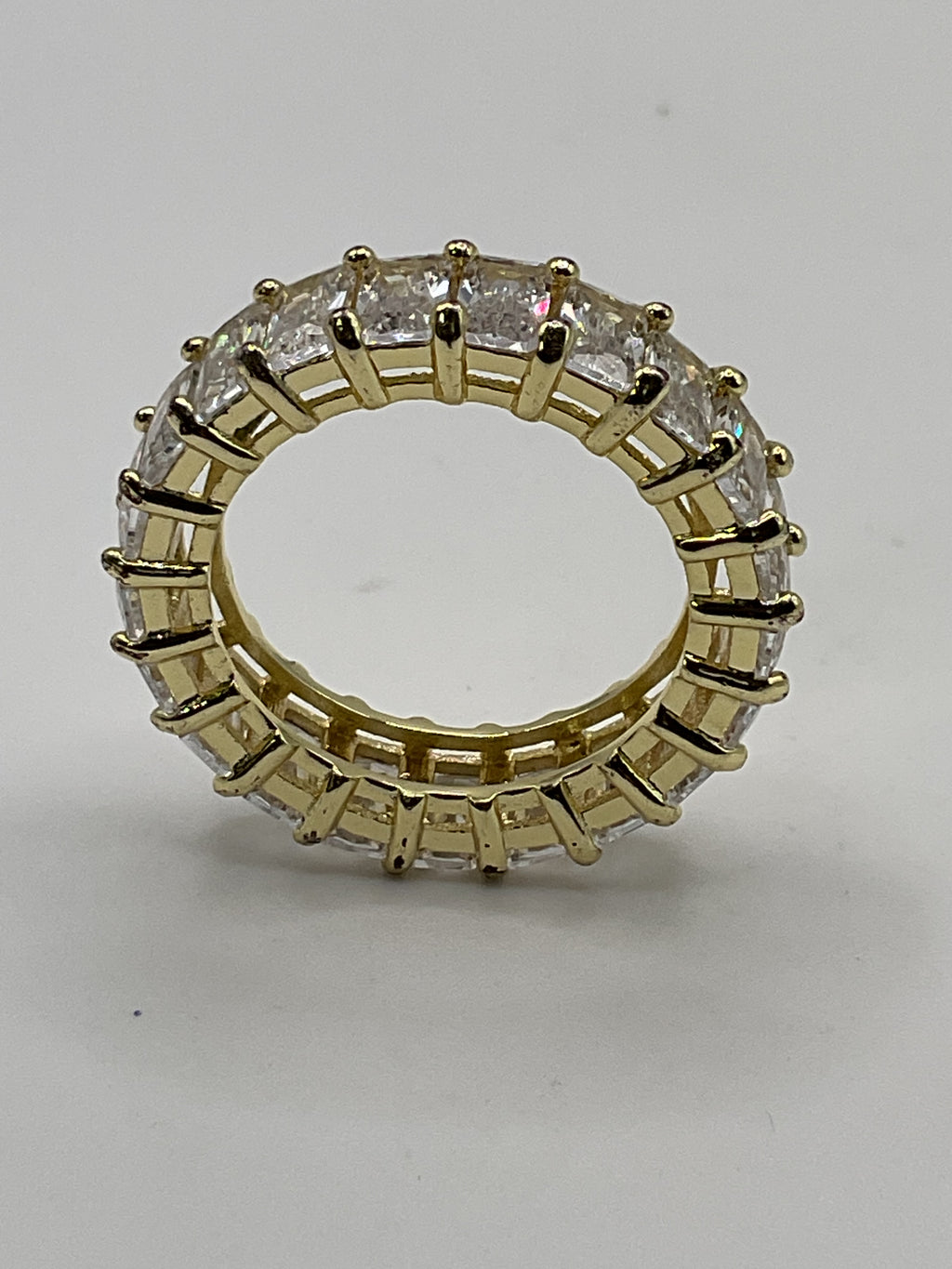 Gold Tone Baguette Eternity Band | Sparkling CZ Statement Ring - Estate Sale (Great Condition)