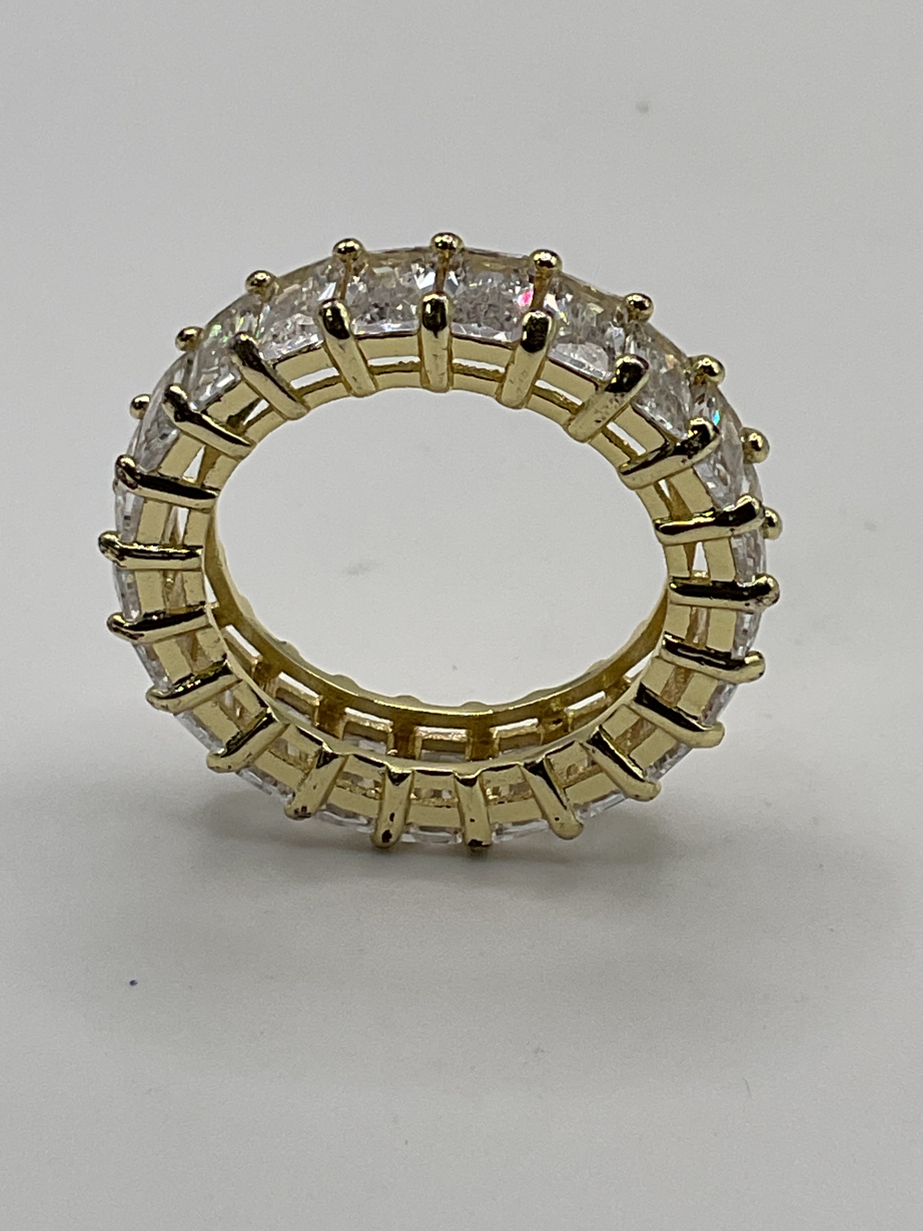 Gold Tone Baguette Eternity Band | Sparkling CZ Statement Ring - Estate Sale (Great Condition)