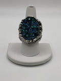 Vintage 1980s Shimmering Stone Ring: Silver-tone Ring- Estate Sale (Great Condition)