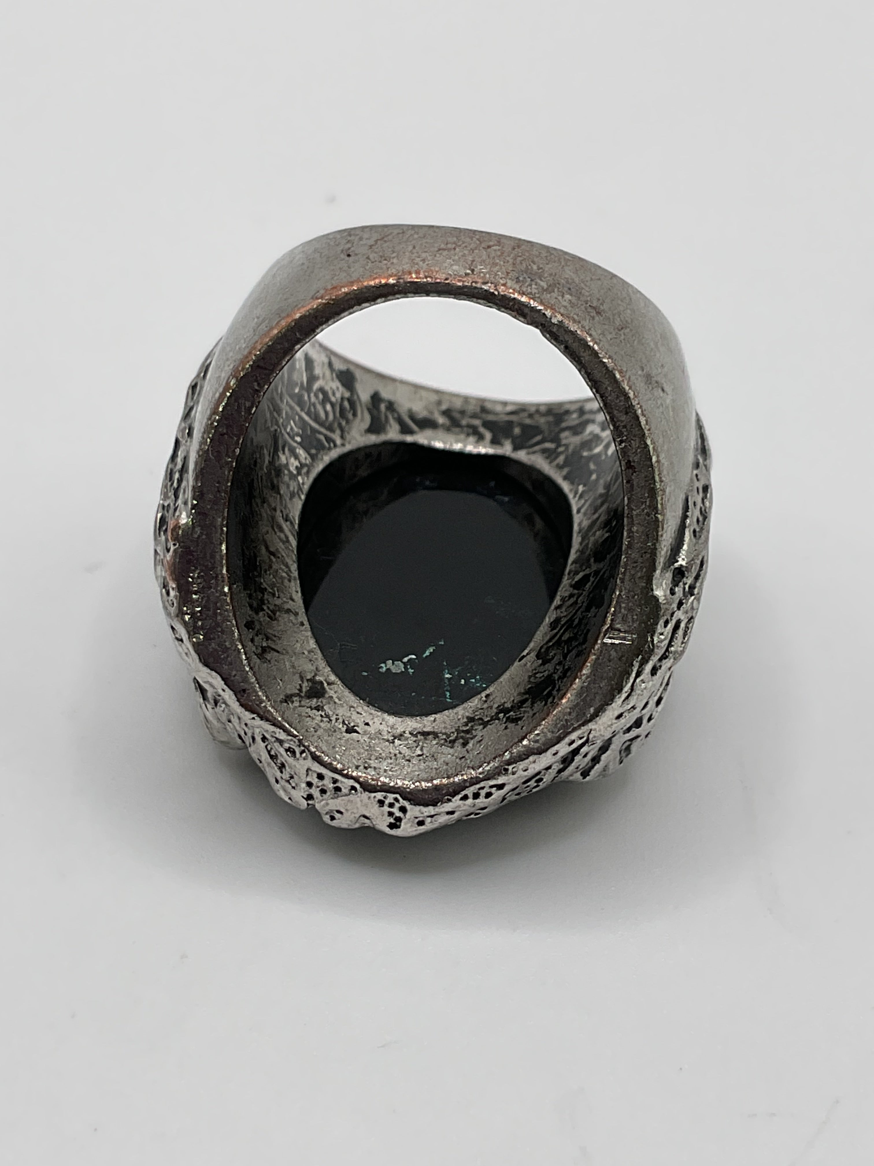 Vintage 1980s Shimmering Stone Ring: Silver-tone Ring- Estate Sale (Great Condition)