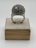 Lia Sophia Kiam Family Pave CZ Dome Statement Silver Tone Ring - Estate Sale (Great Condition)