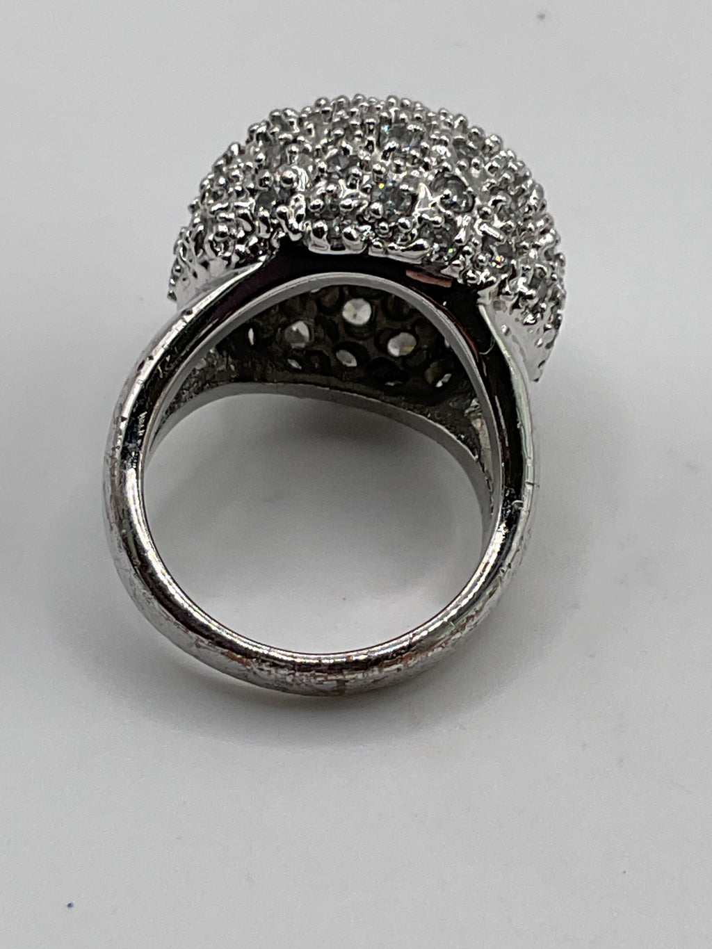 Lia Sophia Kiam Family Pave CZ Dome Statement Silver Tone Ring - Estate Sale (Great Condition)