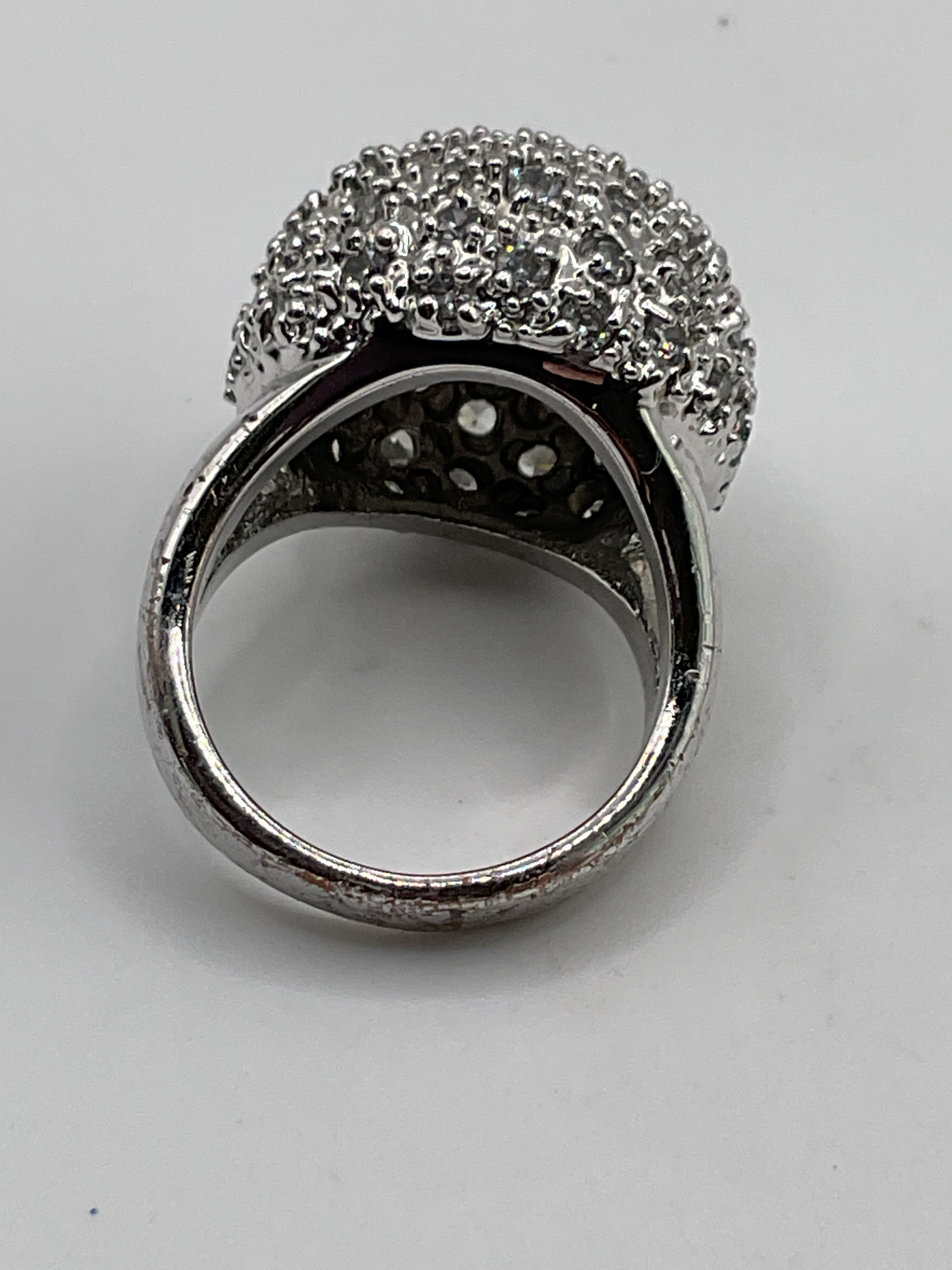 Lia Sophia Kiam Family Pave CZ Dome Statement Silver Tone Ring - Estate Sale (Great Condition)
