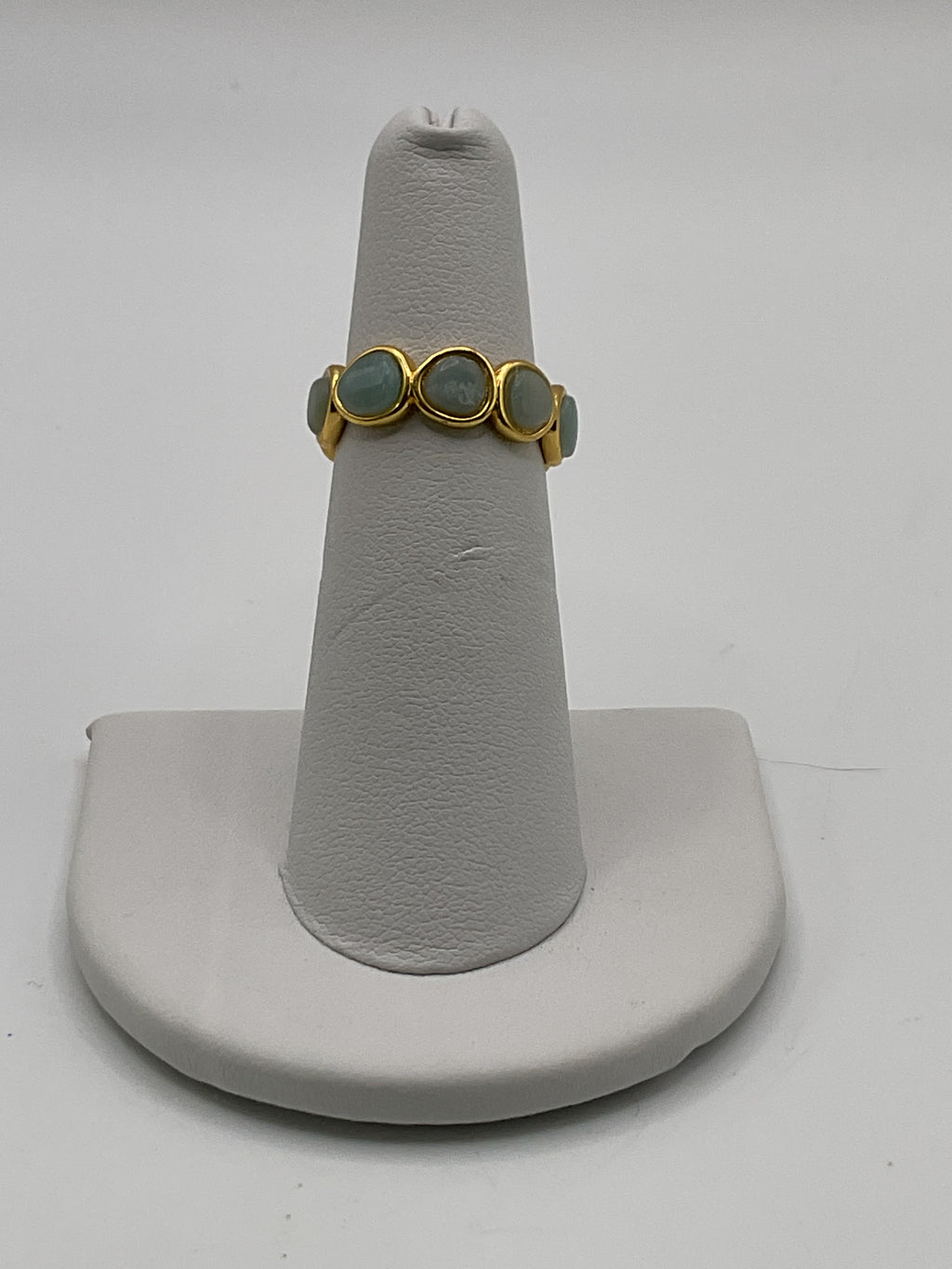 Amazonite Stack Ring | Gold Tone Bezel Set Band Ring. - Estate Sale (Great Condition)
