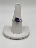Color-Shift Violet Blue Statement Ring | Pavé Band in Silver Tone - Estate Sale (Great Condition)