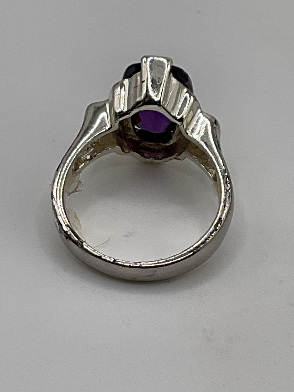 Sterling Silver Amethyst | Large Oval Faceted Statement Ring - Estate Sale (Great Condition)